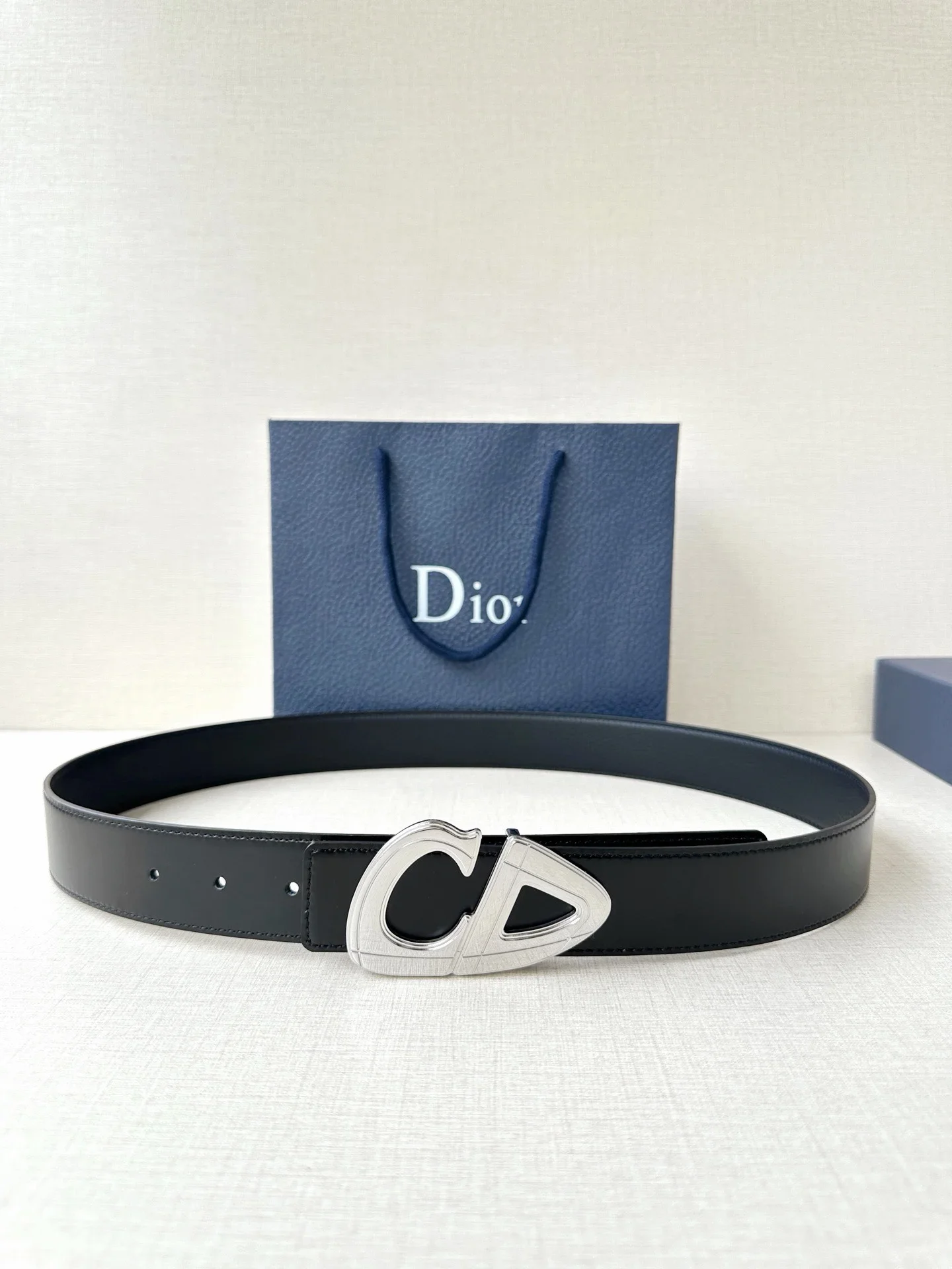 DIOR Belts Calfskin Leather (Black-Silver) 3.5cm Width 160202607050192