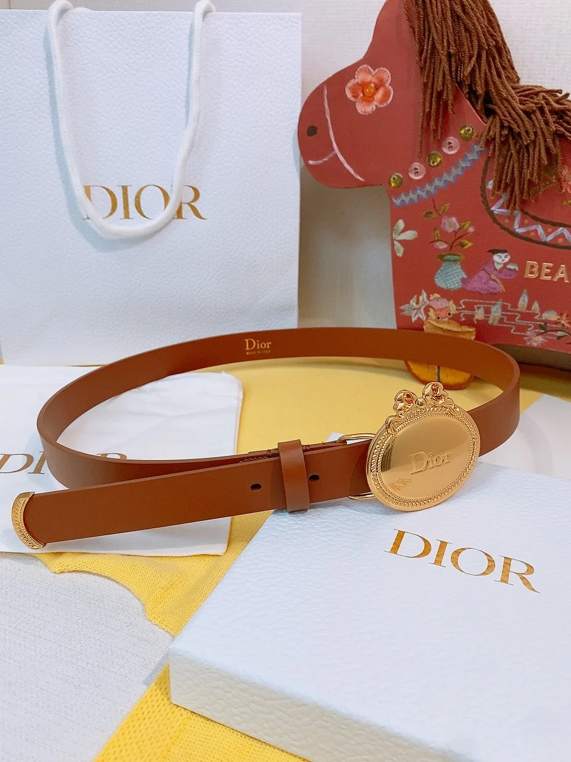 DIOR Belts Calfskin Leather (Brown) 180202607050246
