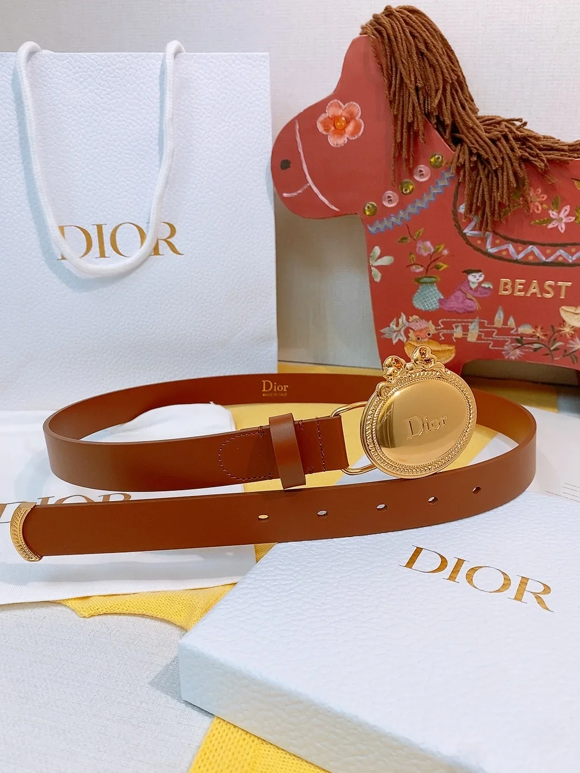 Alternative view of DIOR Belts Calfskin Leather (Brown) 180202607050246