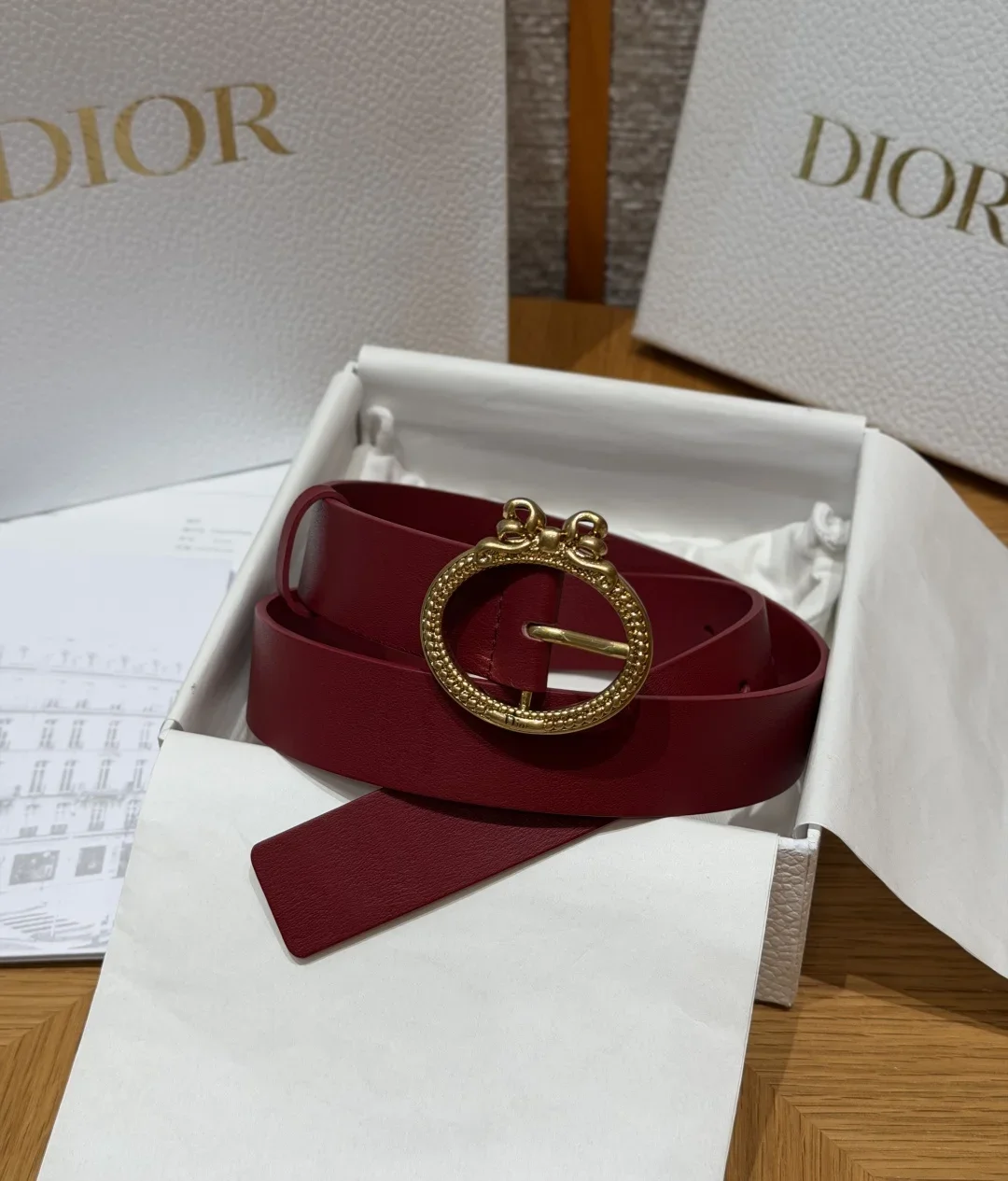 DIOR Belts Calfskin Leather (Red) 3.0cm Width 170202607050189