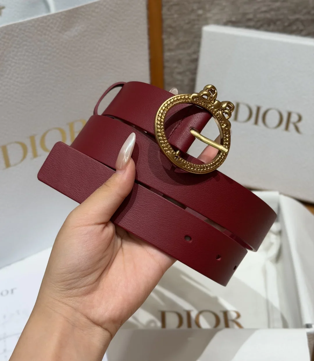 Alternative view of DIOR Belts Calfskin Leather (Red) 3.0cm Width 170202607050189