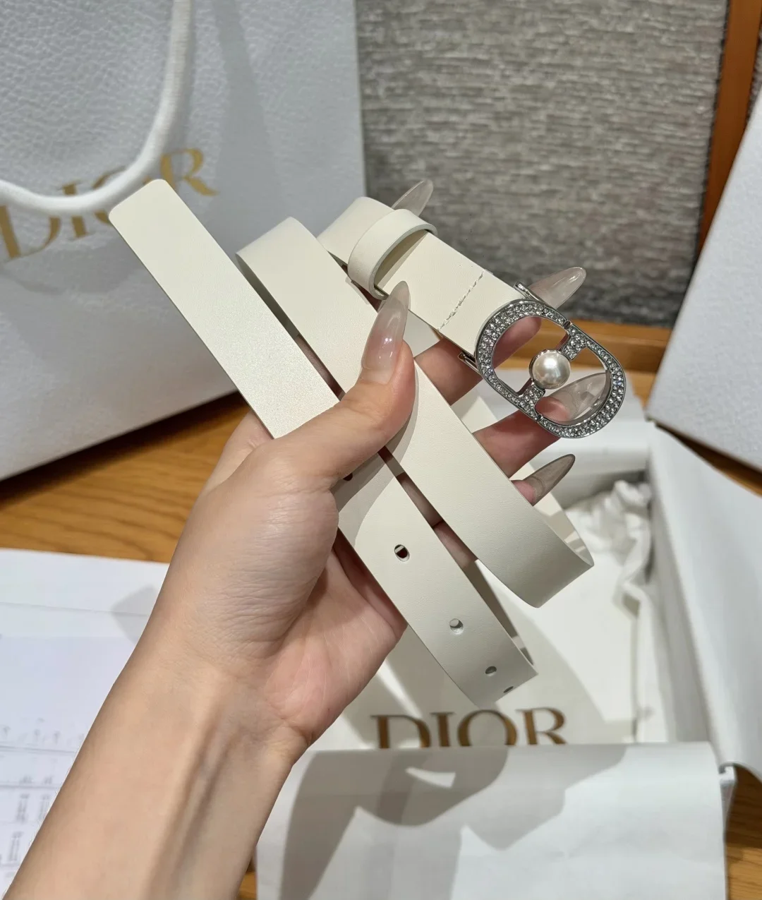 Alternative view of DIOR Belts Calfskin (White) 2.0cm Width 170202607050190