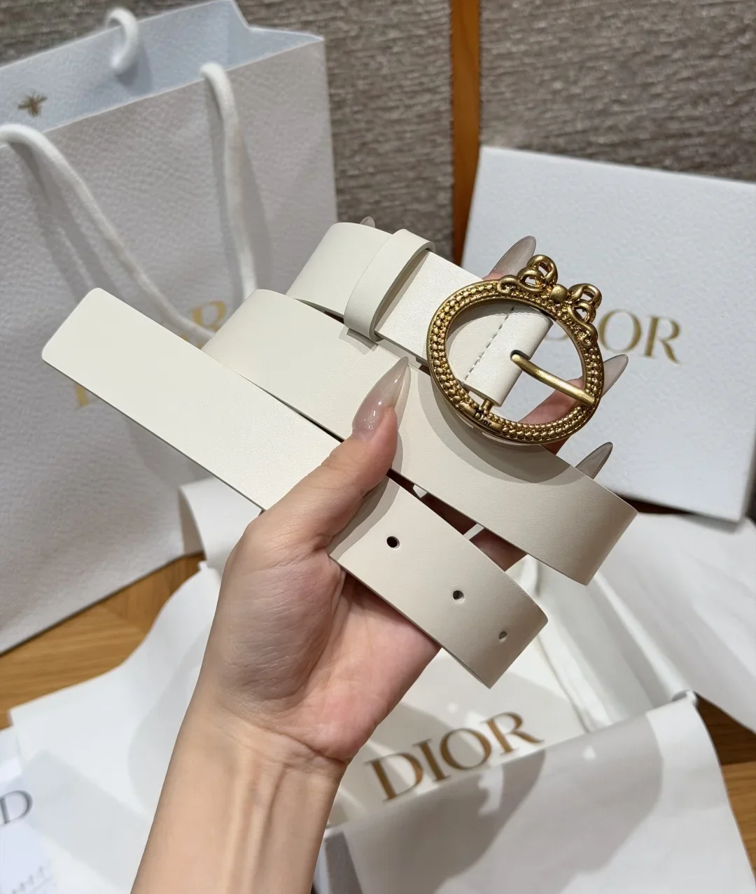 DIOR Belts Calfskin (White) 3.0cm Width 170202607050191