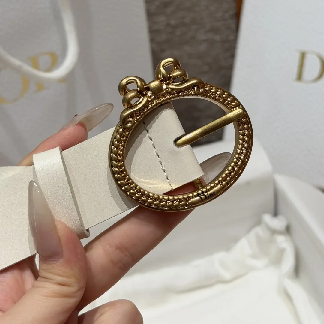 Alternative view of DIOR Belts Calfskin (White) 3.0cm Width 170202607050191