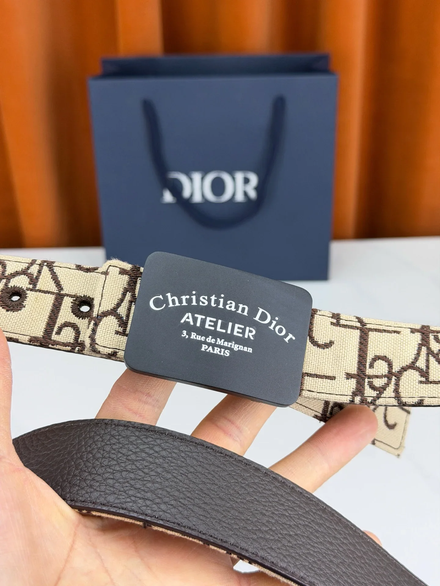 Alternative view of DIOR Belts Canvas, Metal (Beige-Brown-Black) 3.5cm Width 170202607050198