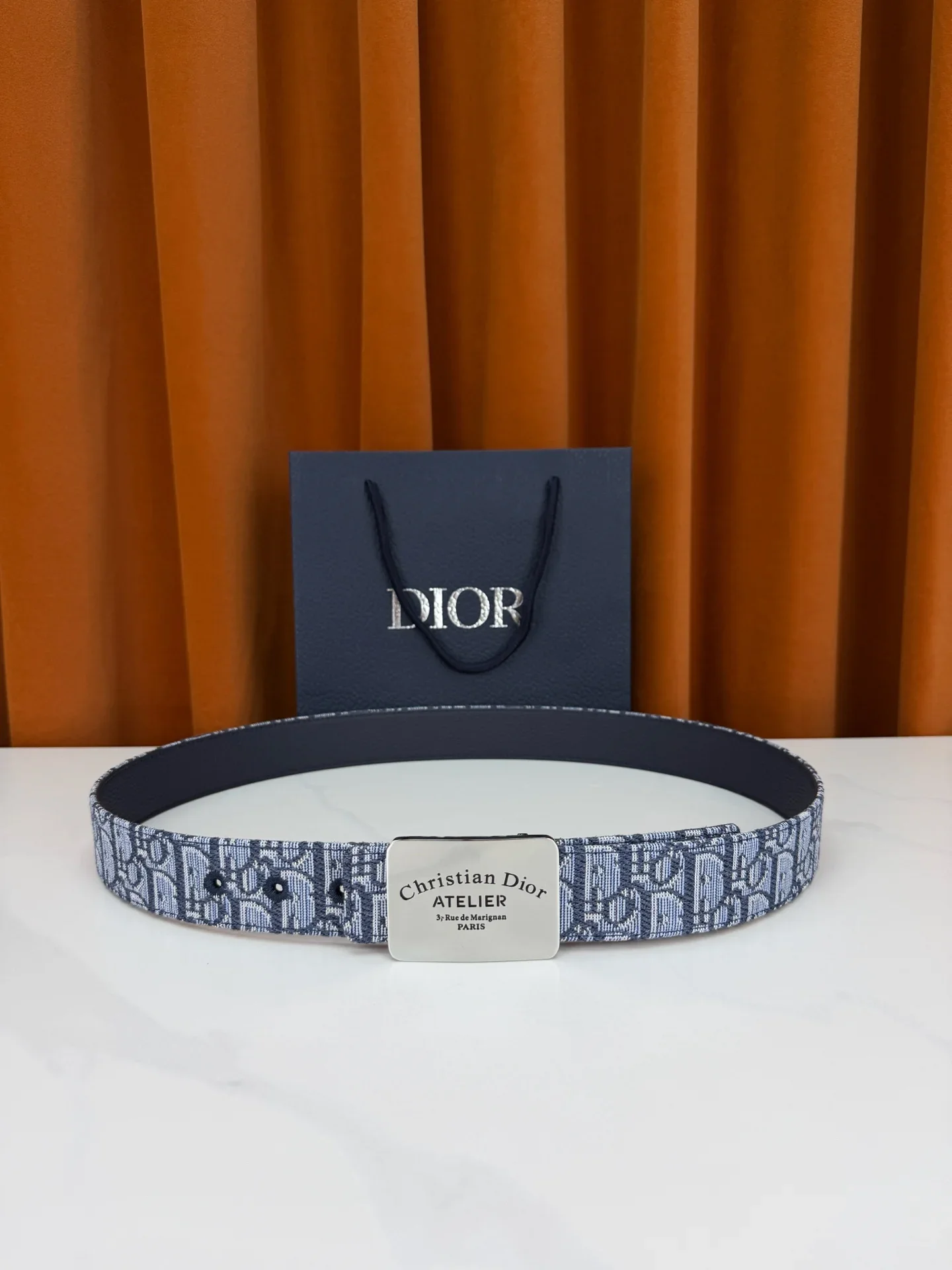 DIOR Belts Canvas Metal (Blue-White-Silver) 3.5cm Width 170202607050204