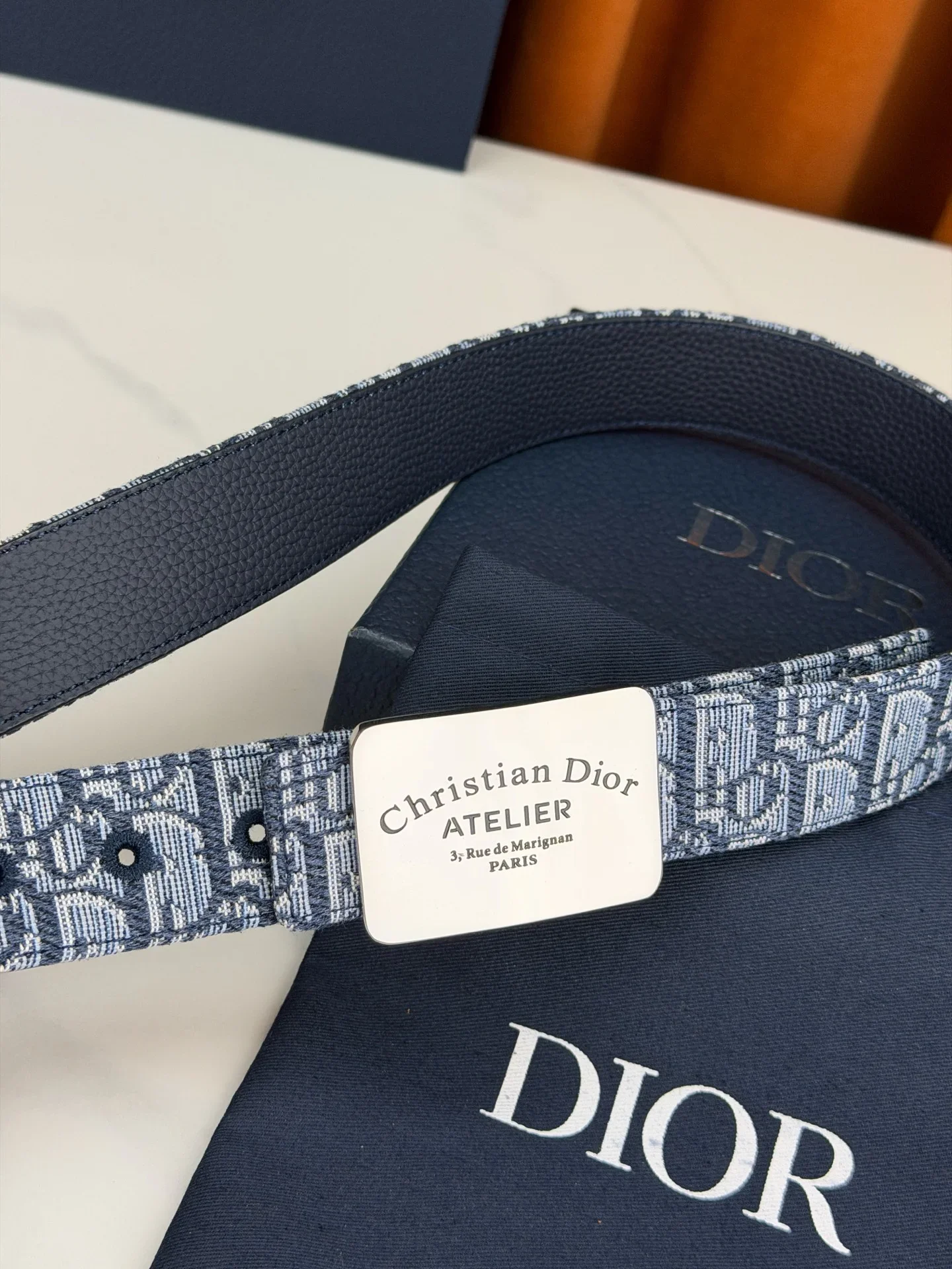 Alternative view of DIOR Belts Canvas Metal (Blue-White-Silver) 3.5cm Width 170202607050204