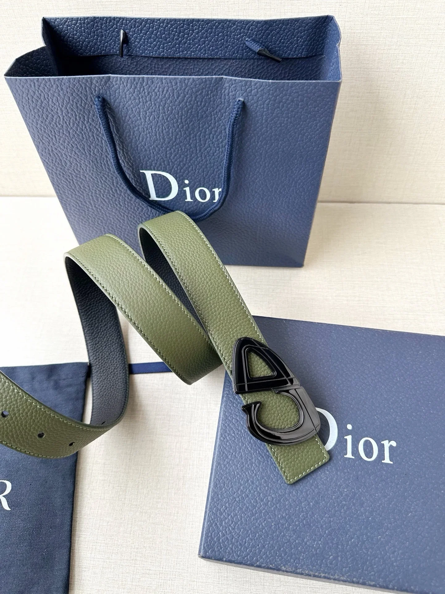 Alternative view of DIOR Belts Grained Leather (Green-Black) 3.5cm Width 160202607050217