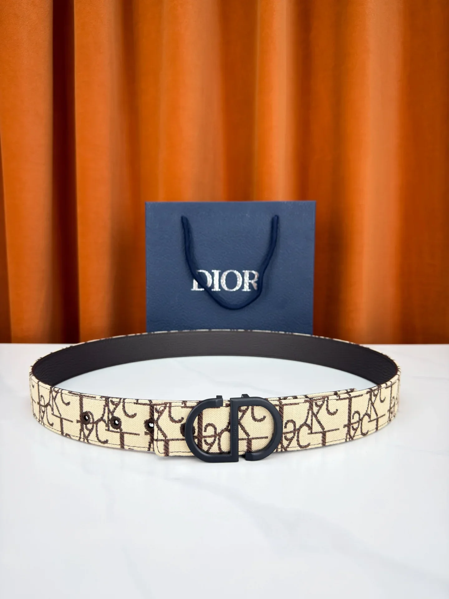 DIOR Belts Jacquard Canvas (Beige-Brown-Black) 3.5cm Width 160202607050256