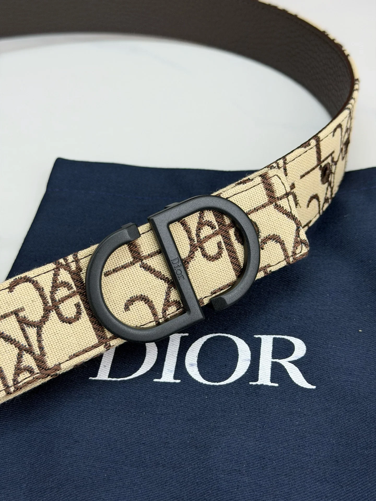 Alternative view of DIOR Belts Jacquard Canvas (Beige-Brown-Black) 3.5cm Width 160202607050256