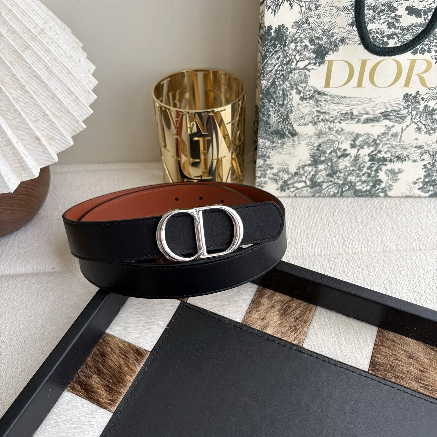 Alternative view of DIOR Belts Smooth Calfskin (Black-Brown) 160202607050226