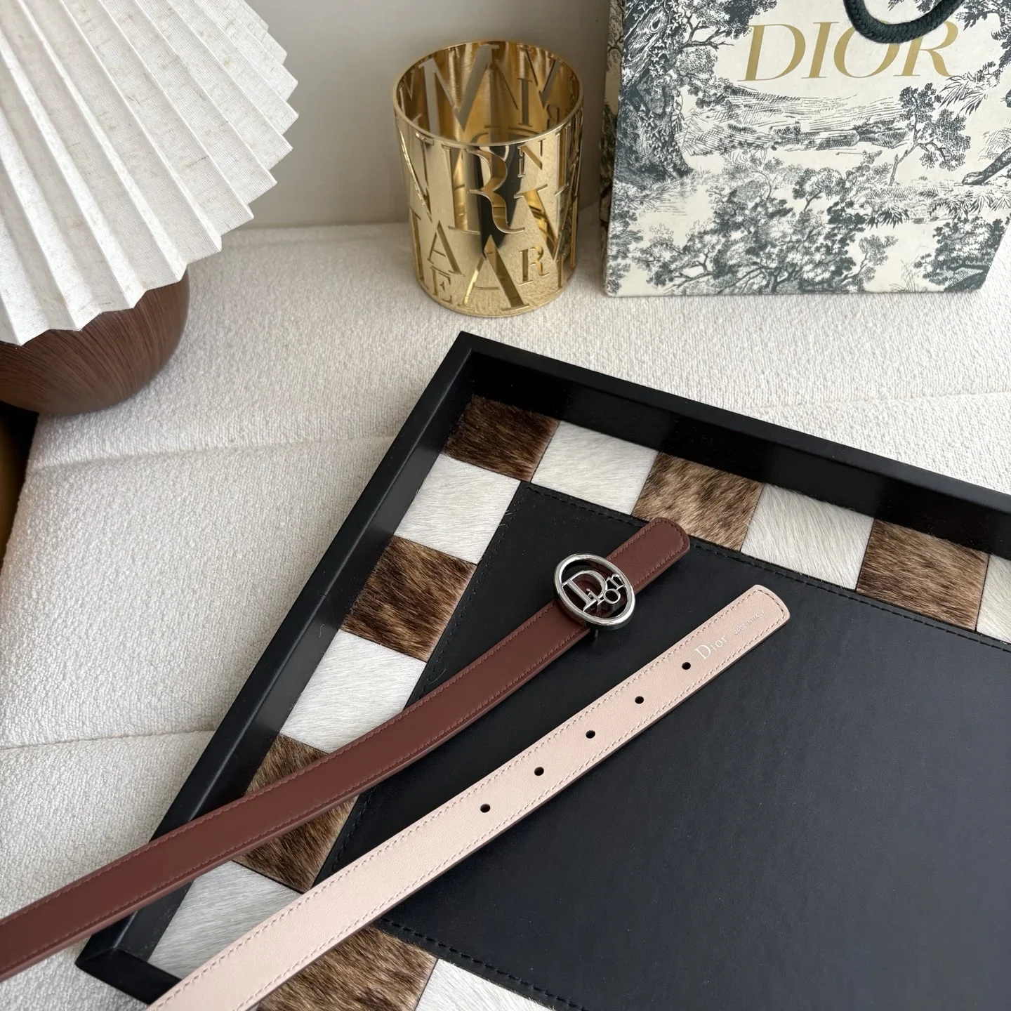 DIOR Belts Smooth Calfskin (Brown-Pink) 2.0cm Width 160202607050197