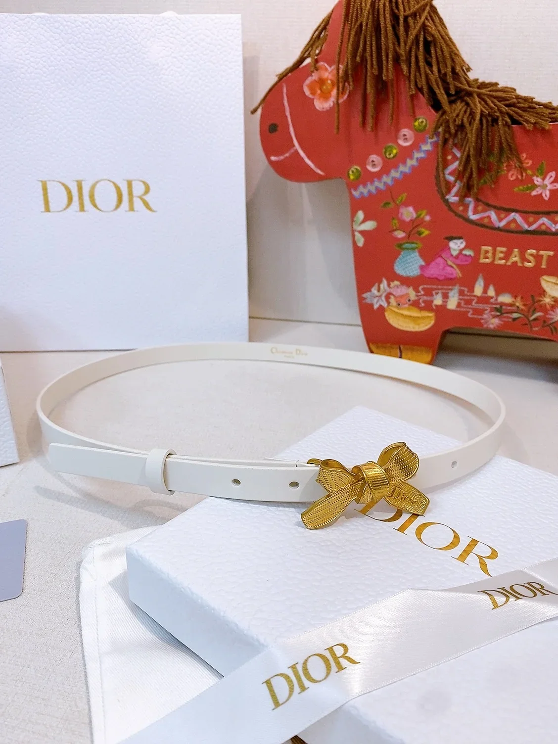 DIOR Belts Smooth Calfskin (White) 1.5cm Width 160202607050253