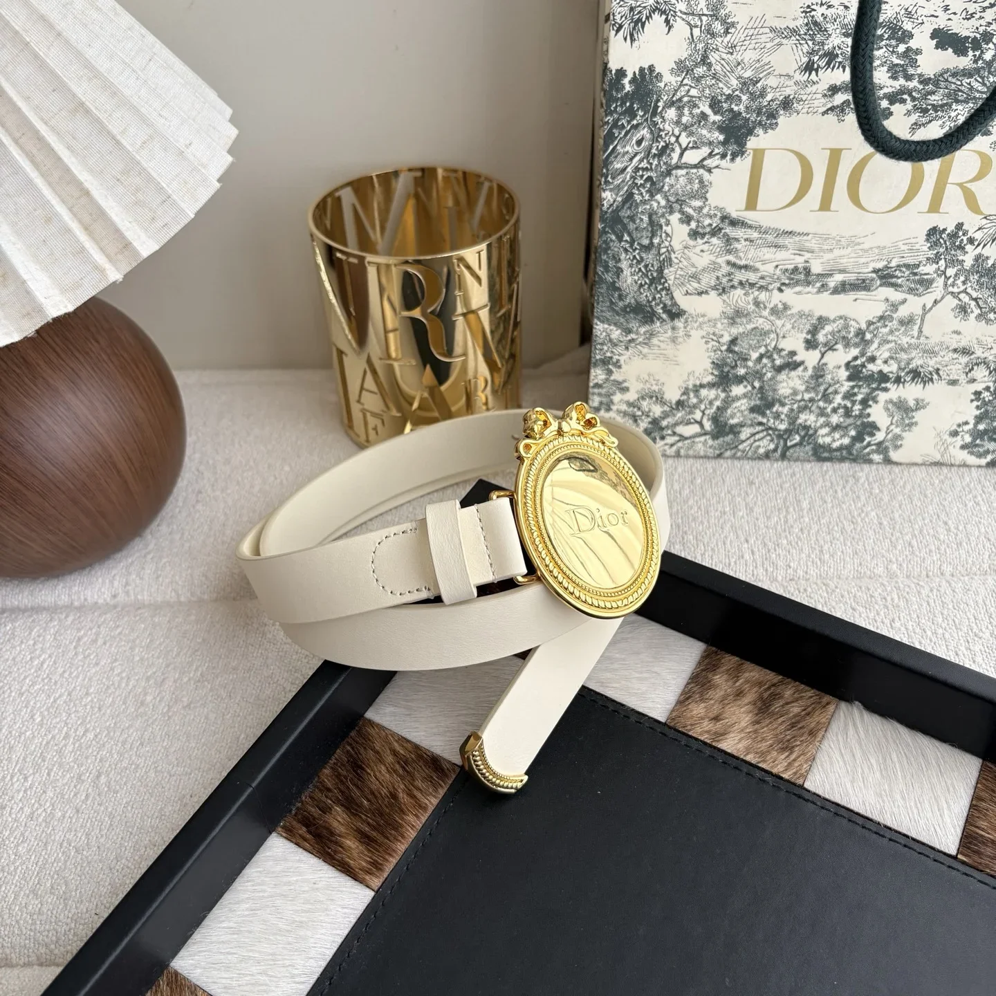 Alternative view of DIOR Belts Smooth Calfskin (White) 2.5cm Width 170202607050252
