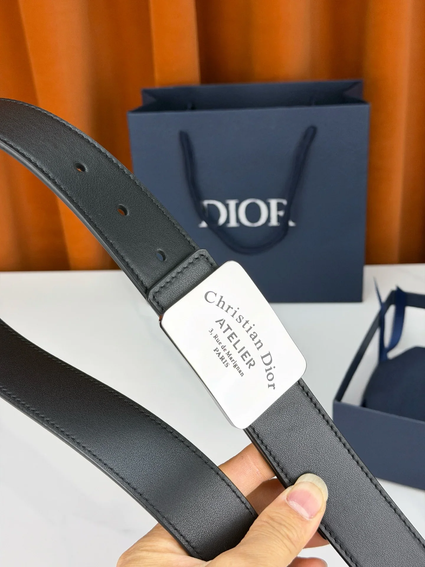 Alternative view of DIOR Belts Smooth Leather (Black) 3.5cm Width 160202607050236