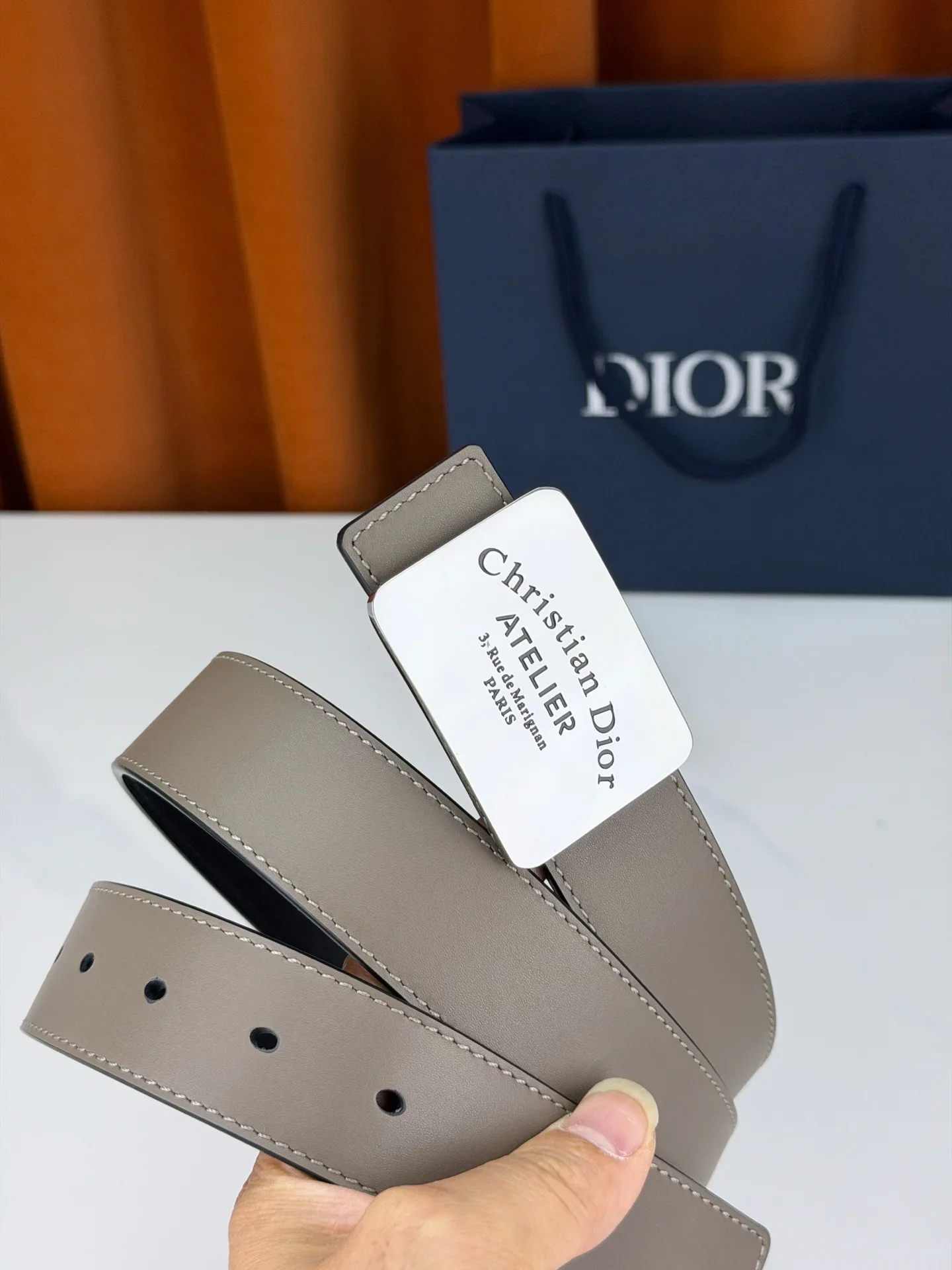 Alternative view of DIOR Belts Smooth Leather (Taupe) 3.5cm Width 160202607050250