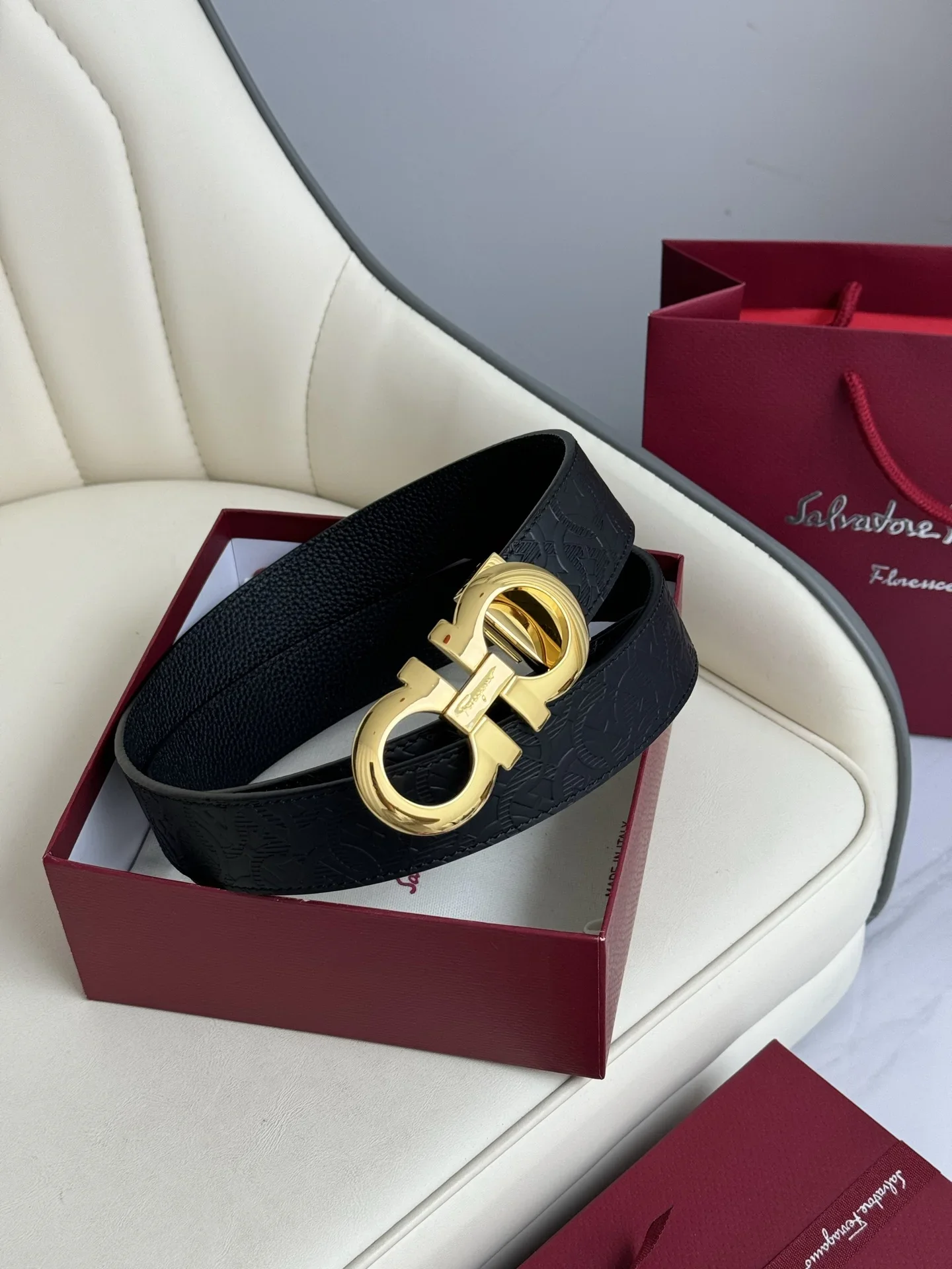 FERRAGAMO Belts Calf Leather 3.5cm Width 160202607050288