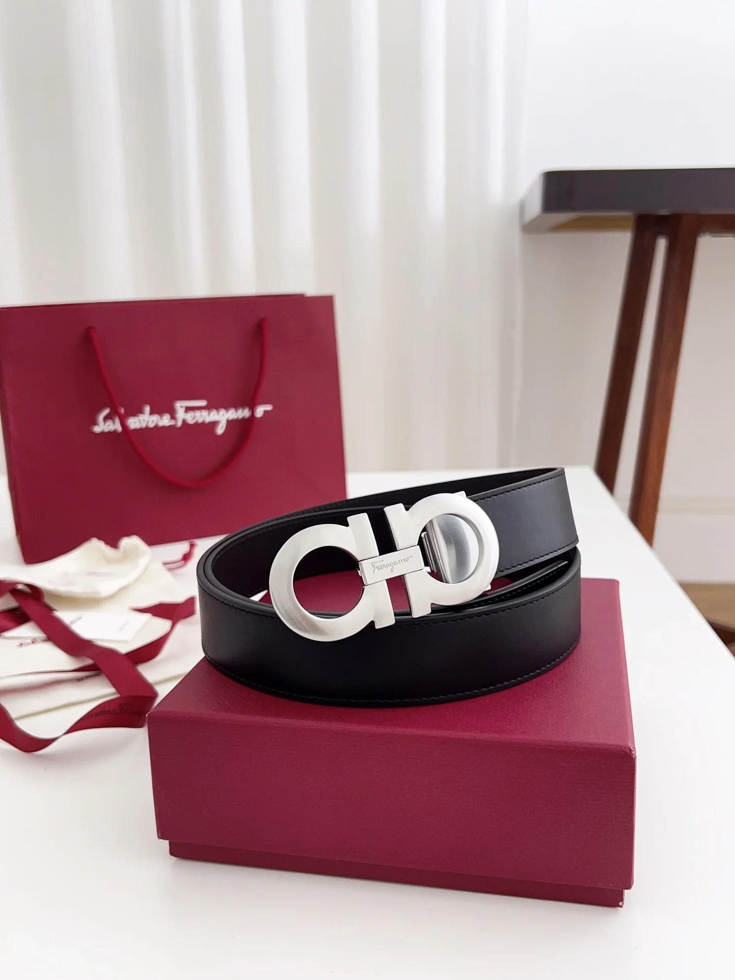 FERRAGAMO Belts Calf Leather 3.5cm Width 160202607050310