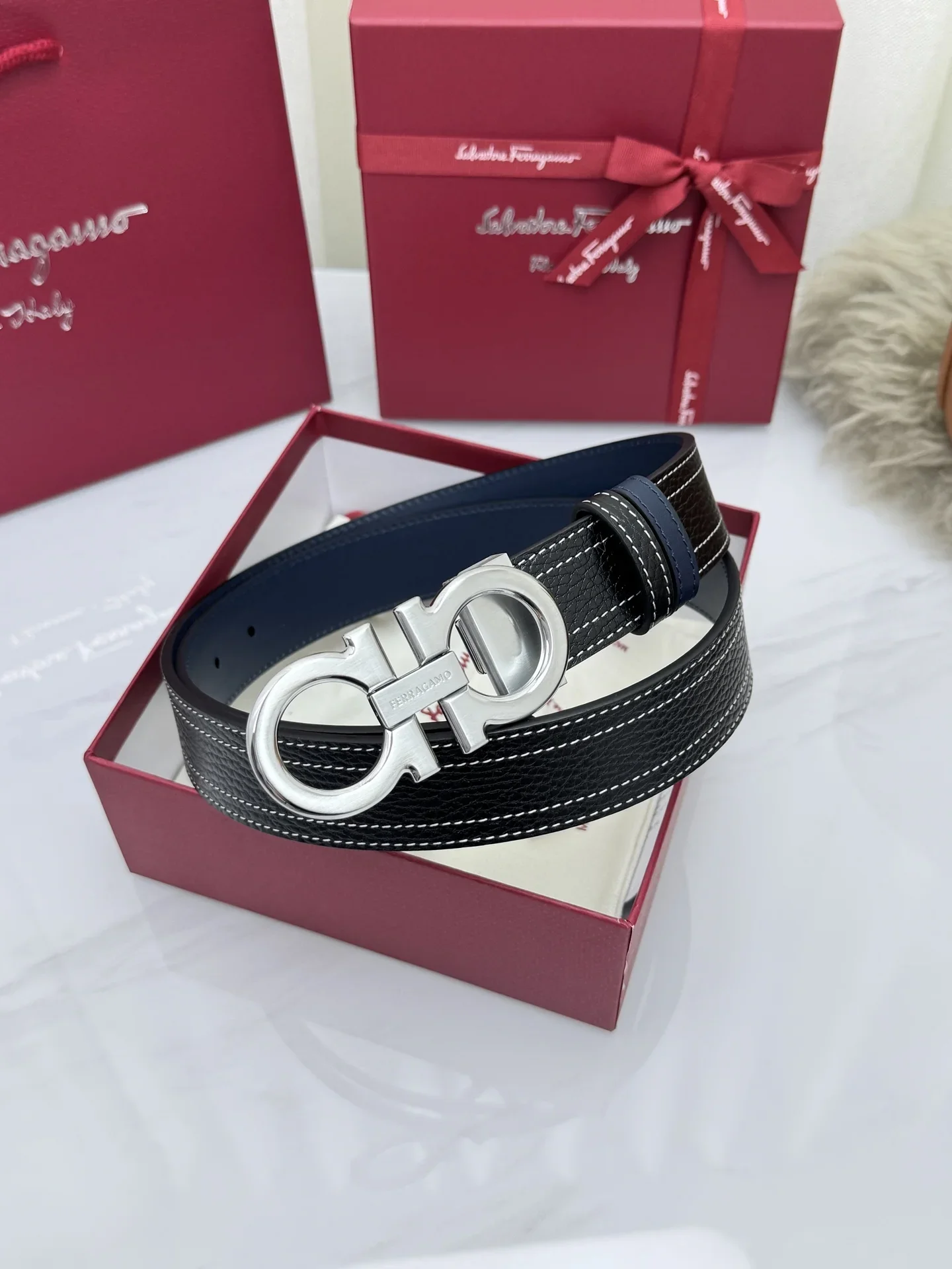 FERRAGAMO Belts Leather 3.5cm Width 170202607050300