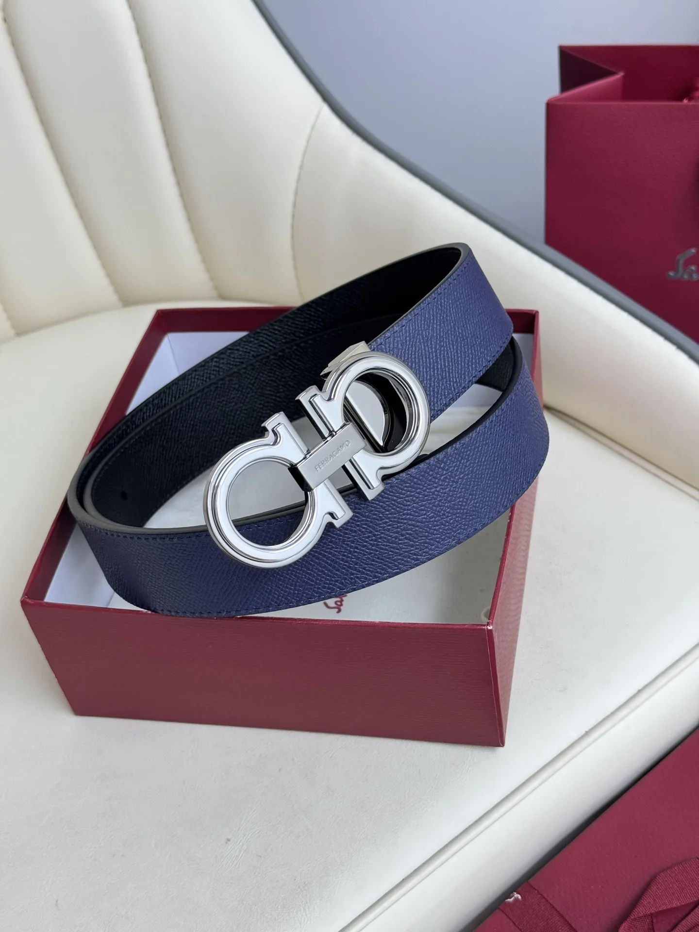 FERRAGAMO Belts Top Layer Leather 3.5cm Width 170202607050320