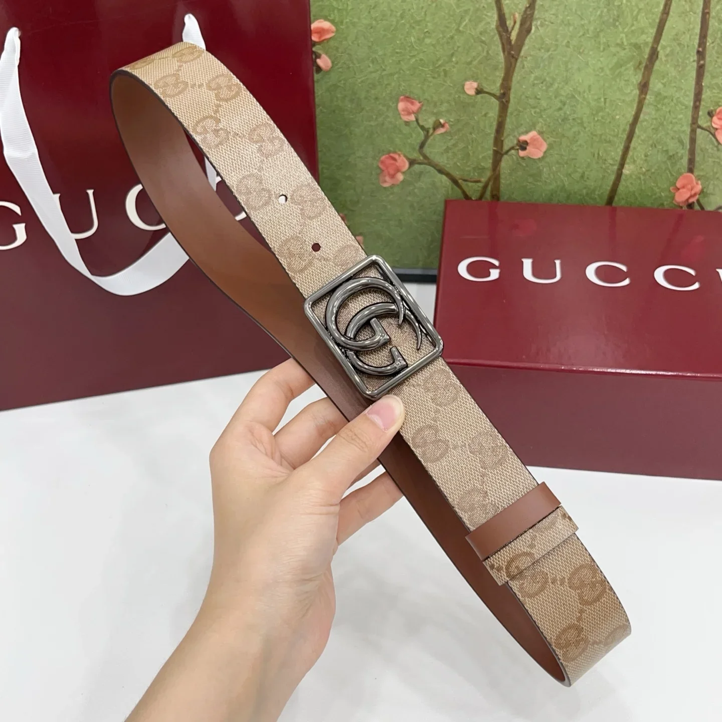 Alternative view of GUCCI Belts Canvas Leather 160202607050348