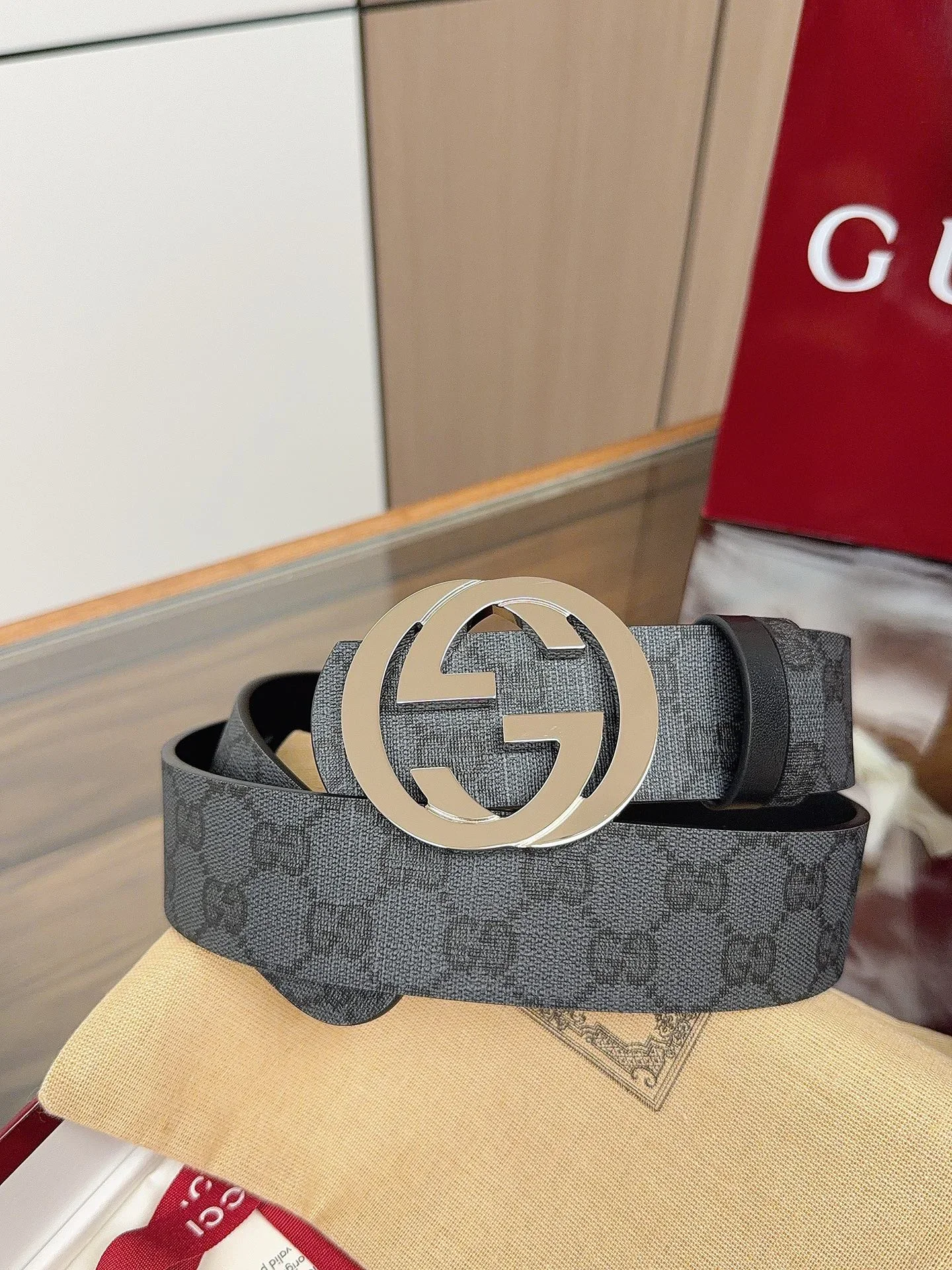 Alternative view of GUCCI Belts GG Canvas & Leather 4cm Width 160202607050349