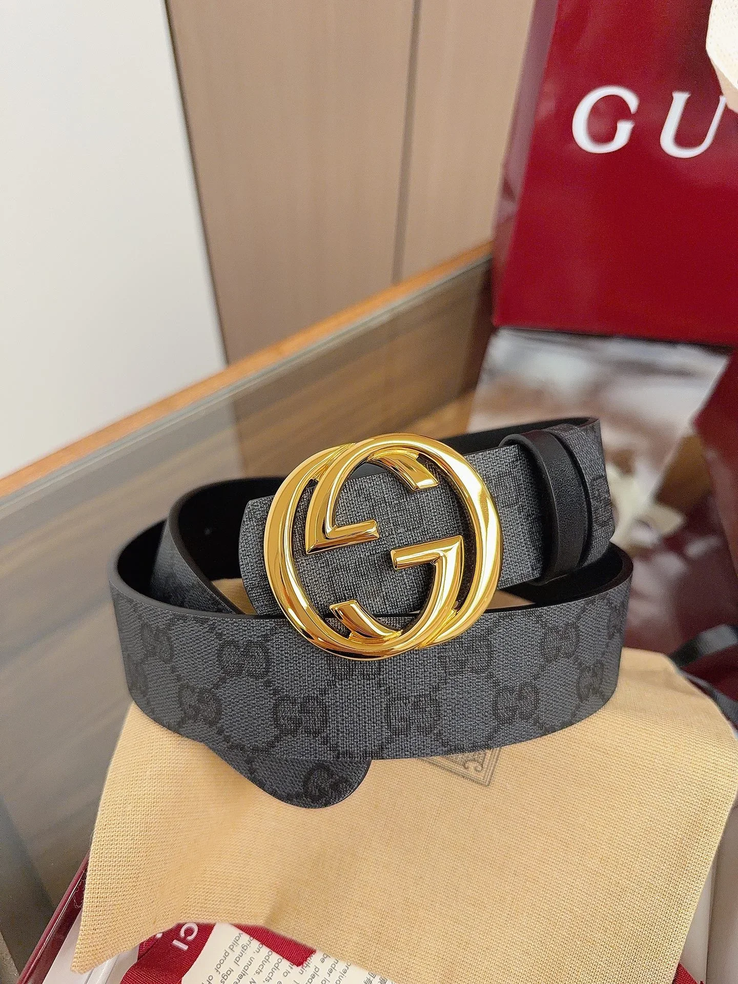 Alternative view of GUCCI Belts GG Canvas, Leather 4cm Width 160202607050355