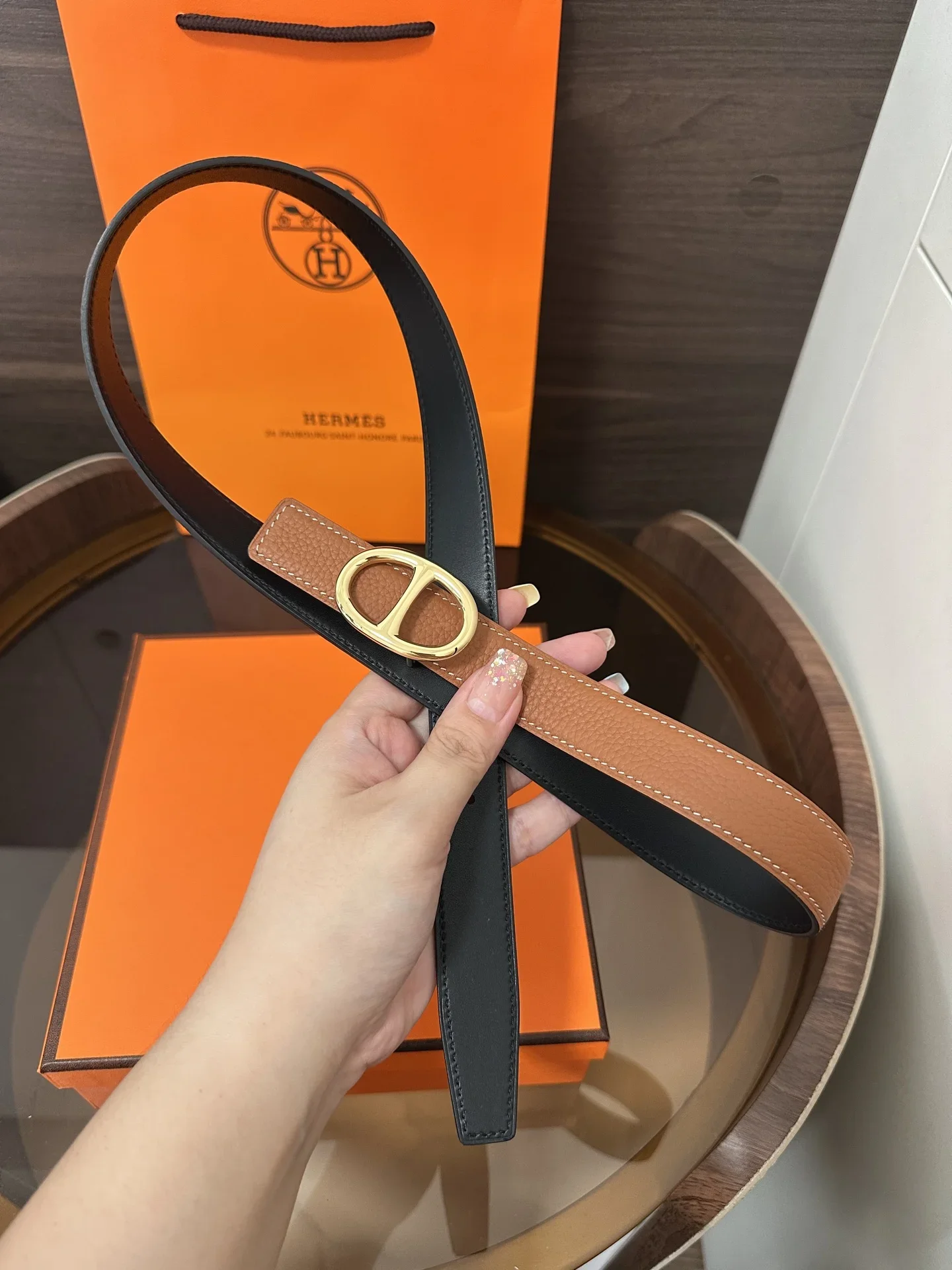 HERMES Belts Calfskin Leather 160202607050442