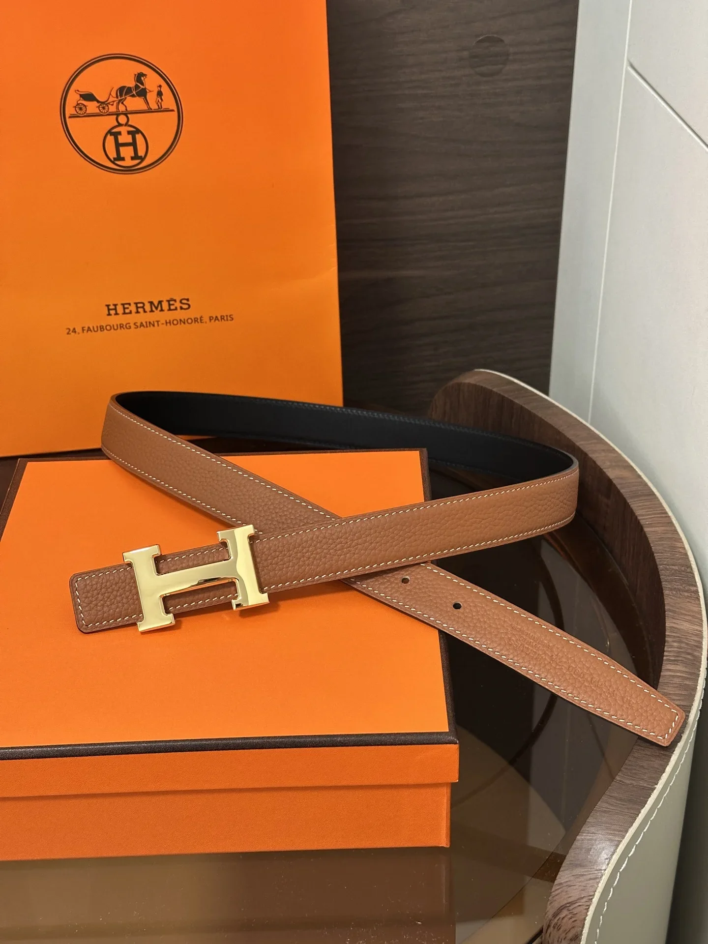 HERMES Belts Calfskin Leather 160202607050443