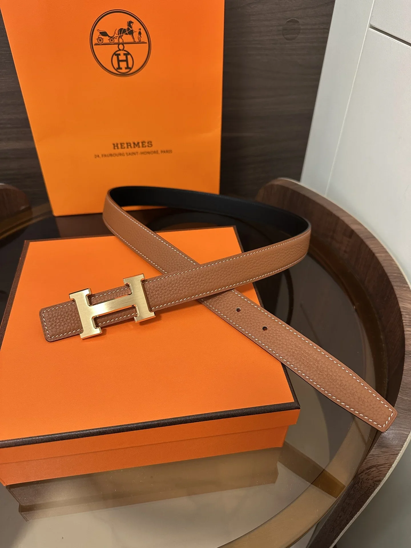 HERMES Belts Calfskin Leather 160202607050445