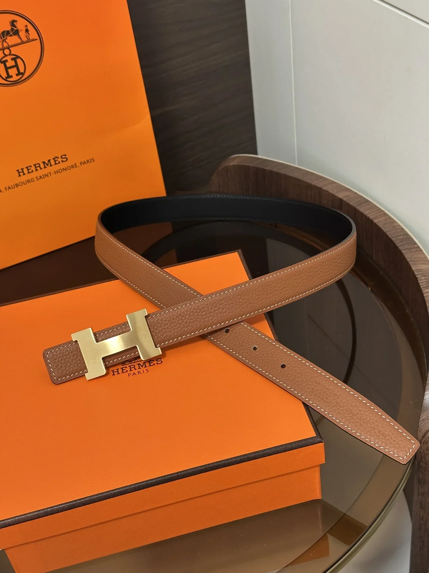 HERMES Belts Calfskin Leather 160202607050446