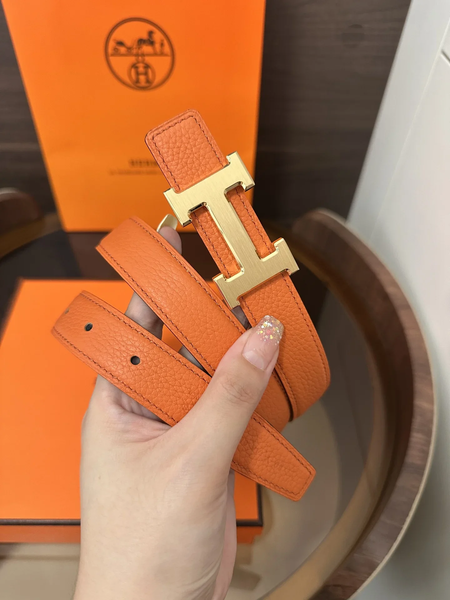 Alternative view of HERMES Belts Calfskin Leather 160202607050450