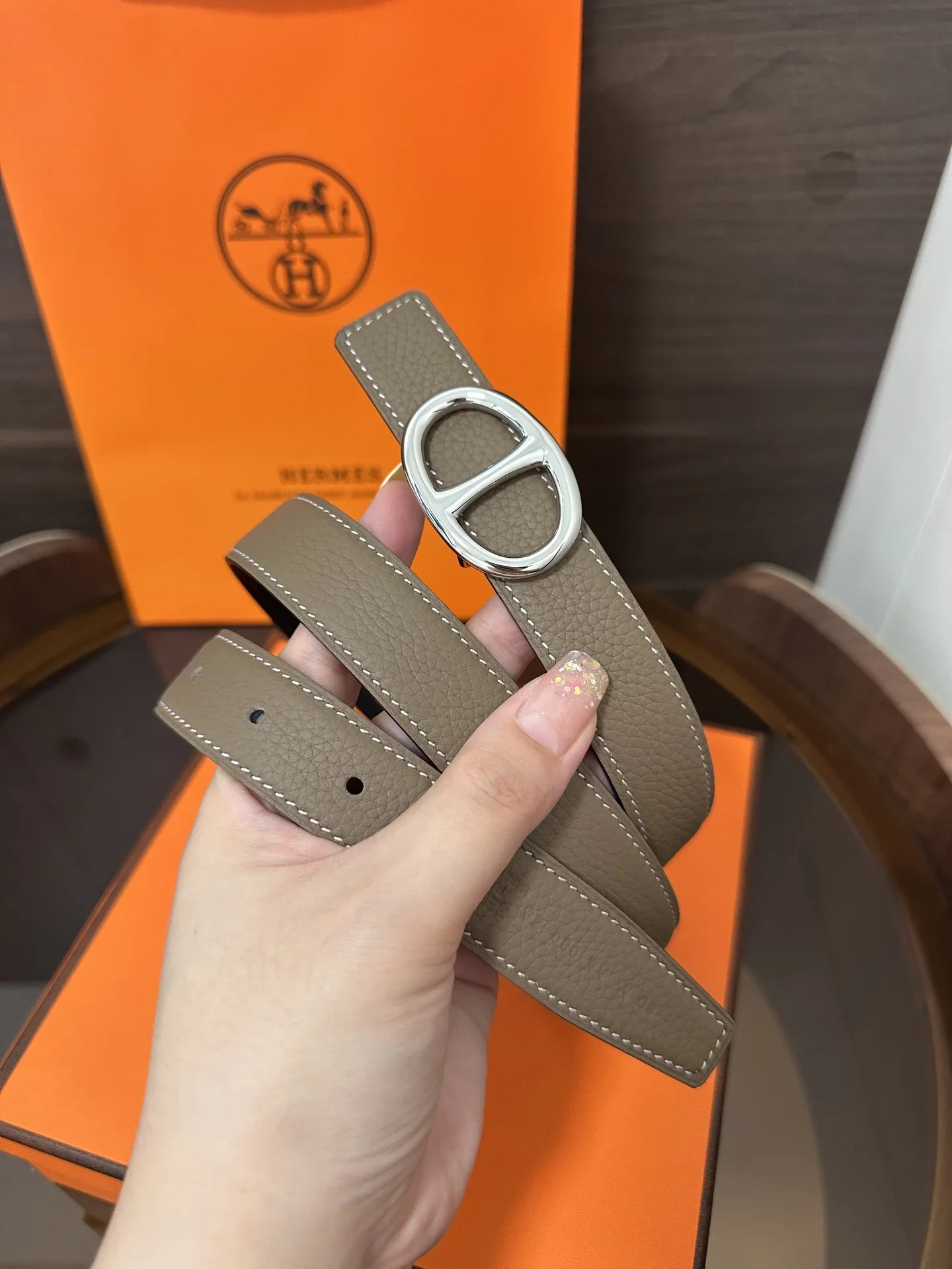 Alternative view of HERMES Belts Calfskin Leather 160202607050454