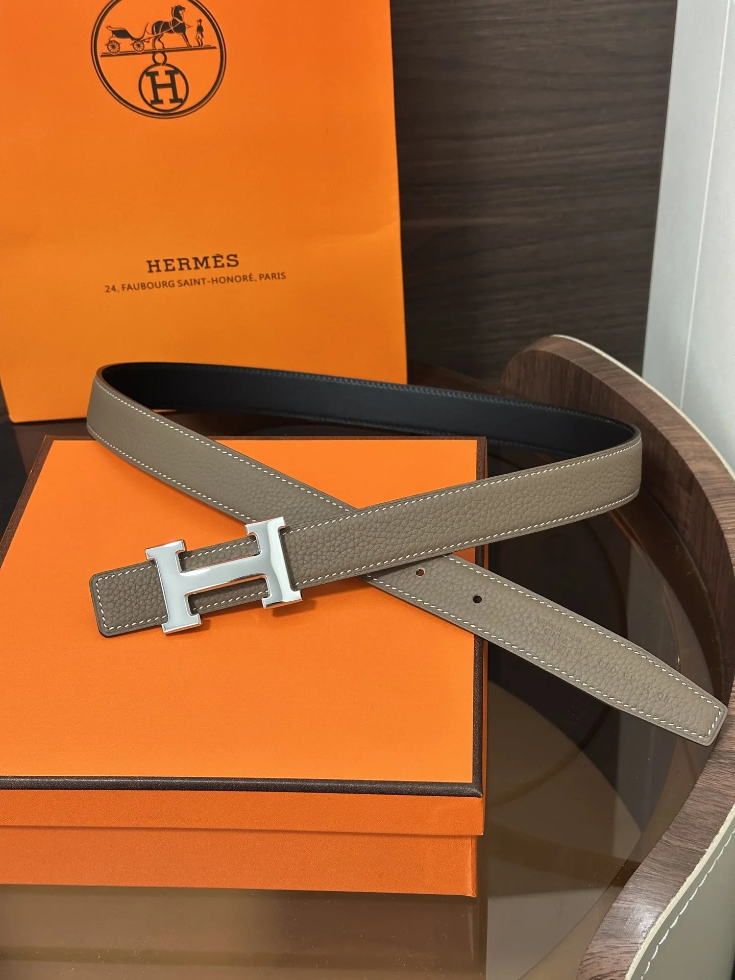 HERMES Belts Calfskin Leather 160202607050455