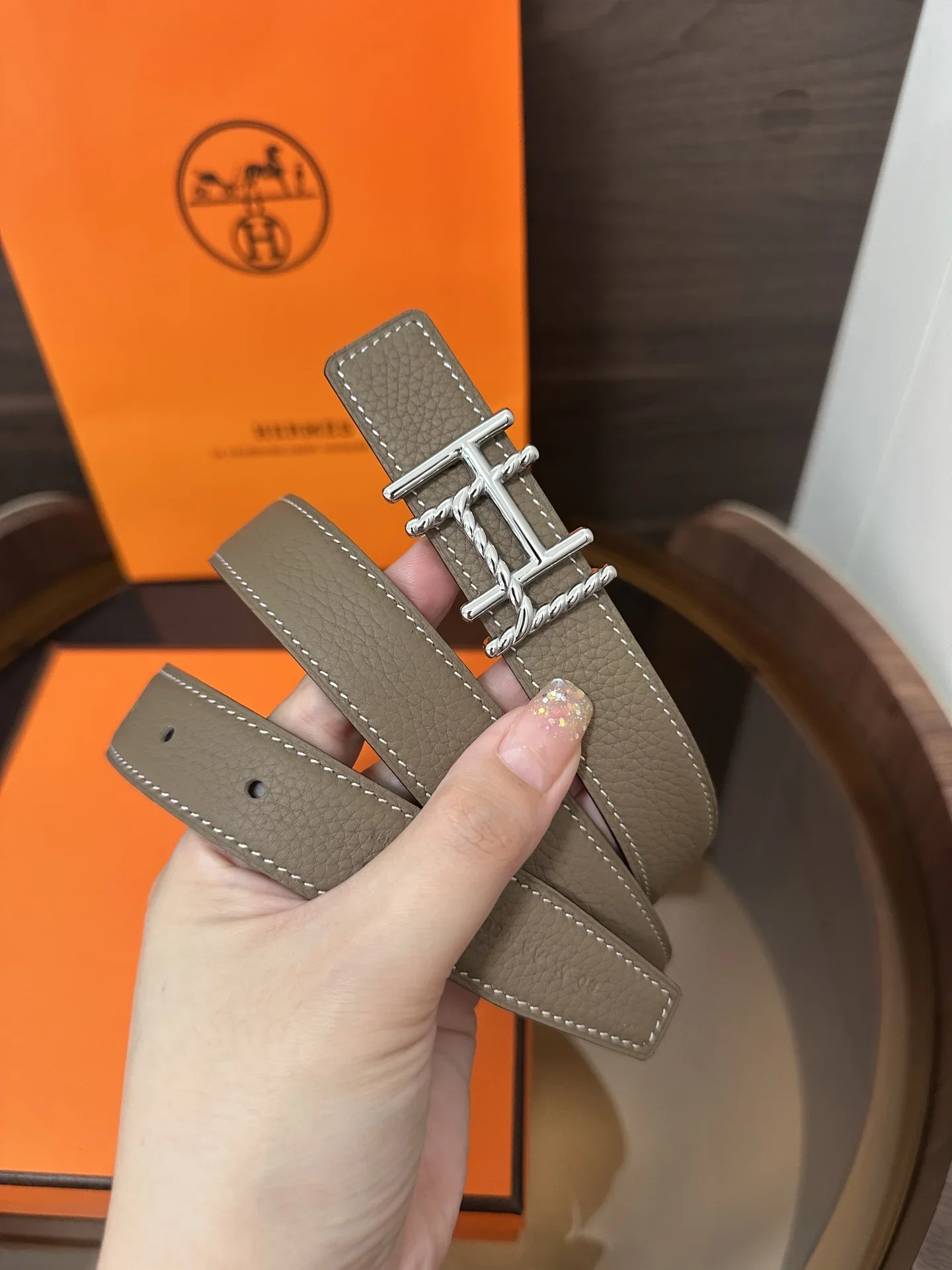 Alternative view of HERMES Belts Grained Calfskin Leather 160202607050447