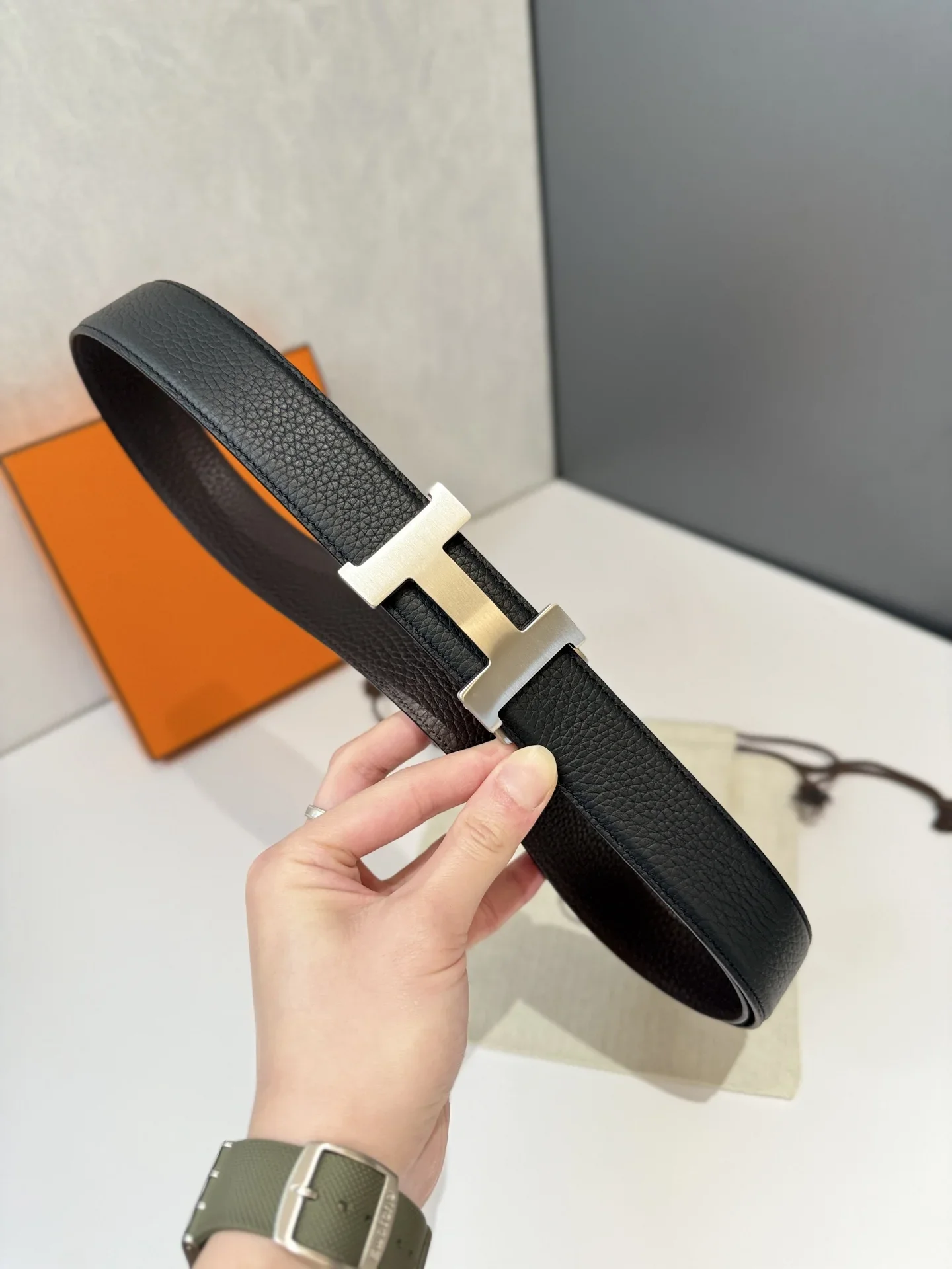 HERMES Belts Togo Leather (Black) 170202607050690
