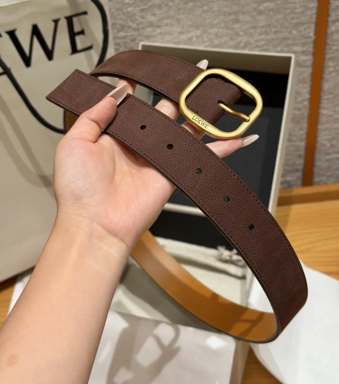 LOEWE Belts Nubuck Calfskin 3.5cm Width 180202607050832 - Image 4