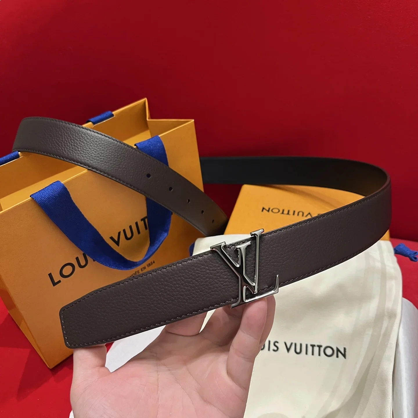 LV Belts Calf Leather 35cm Width 240202607050616