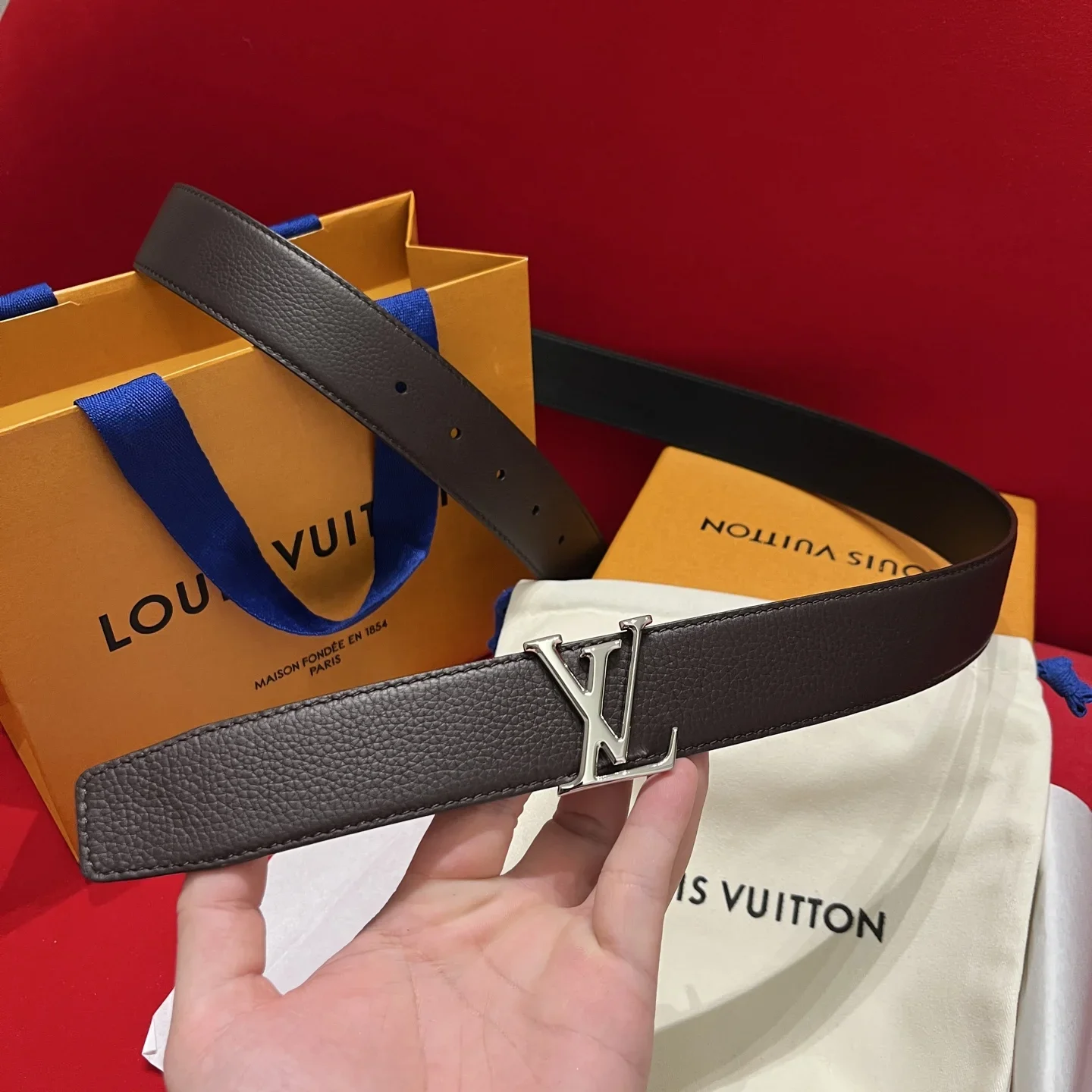 LV Belts Calfskin Leather 35cm Width 240202607050615