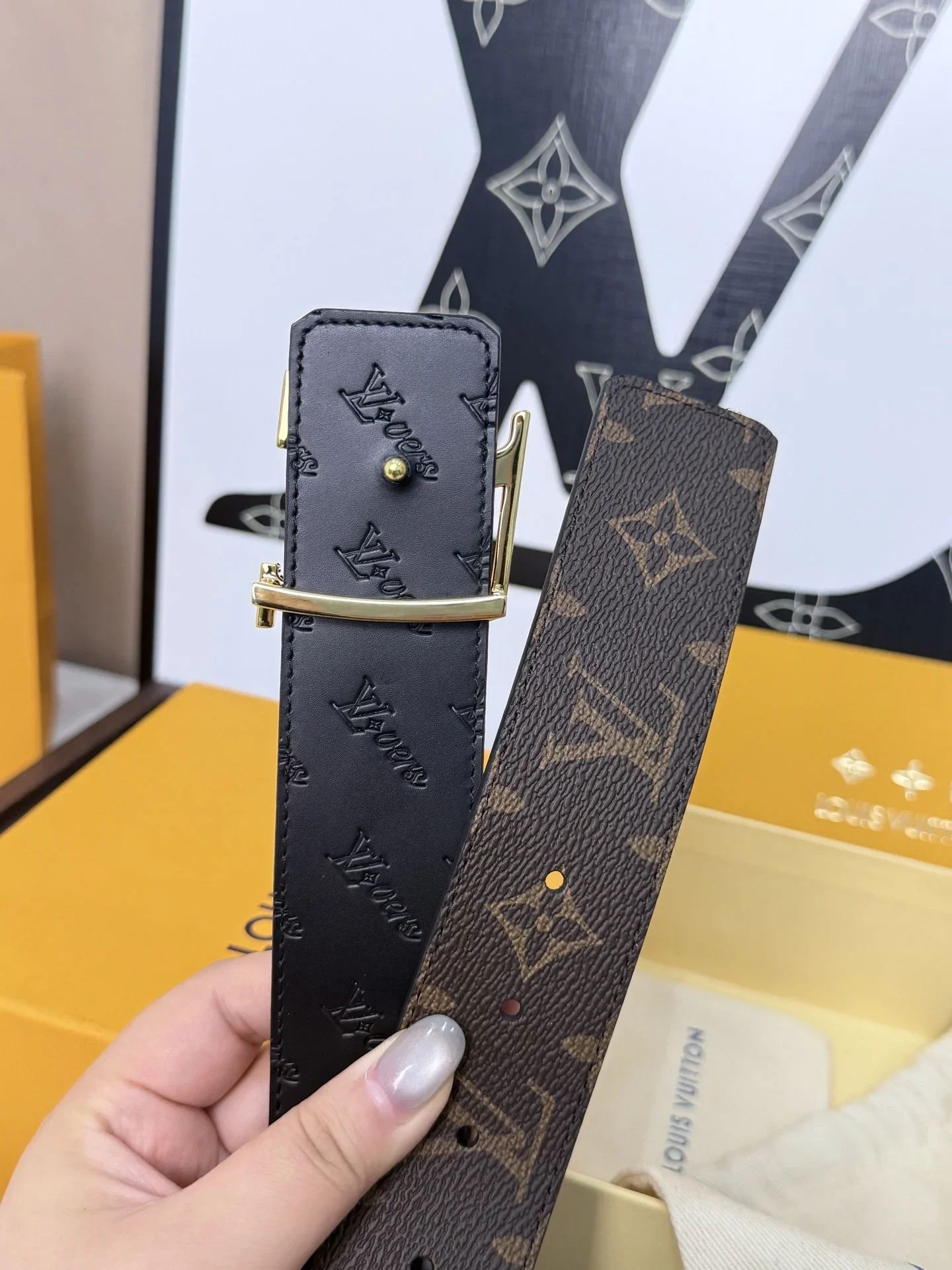 LV Belts Canvas Leather 40mm Width 160202607050814 - Image 7