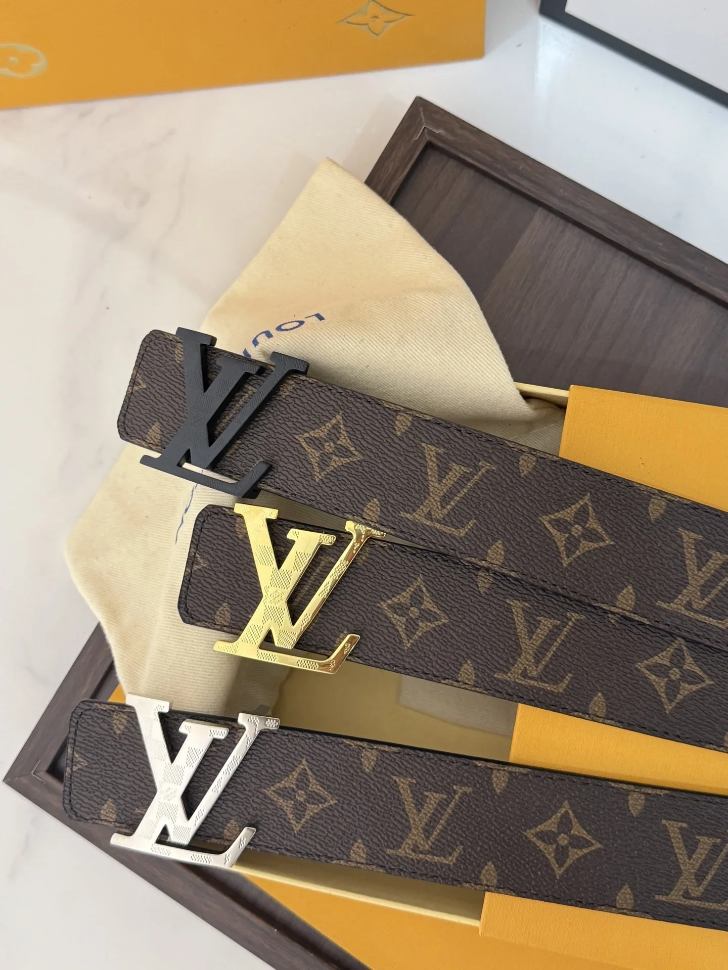 LV Belts Canvas Leather 40mm Width 160202607050814 - Image 8