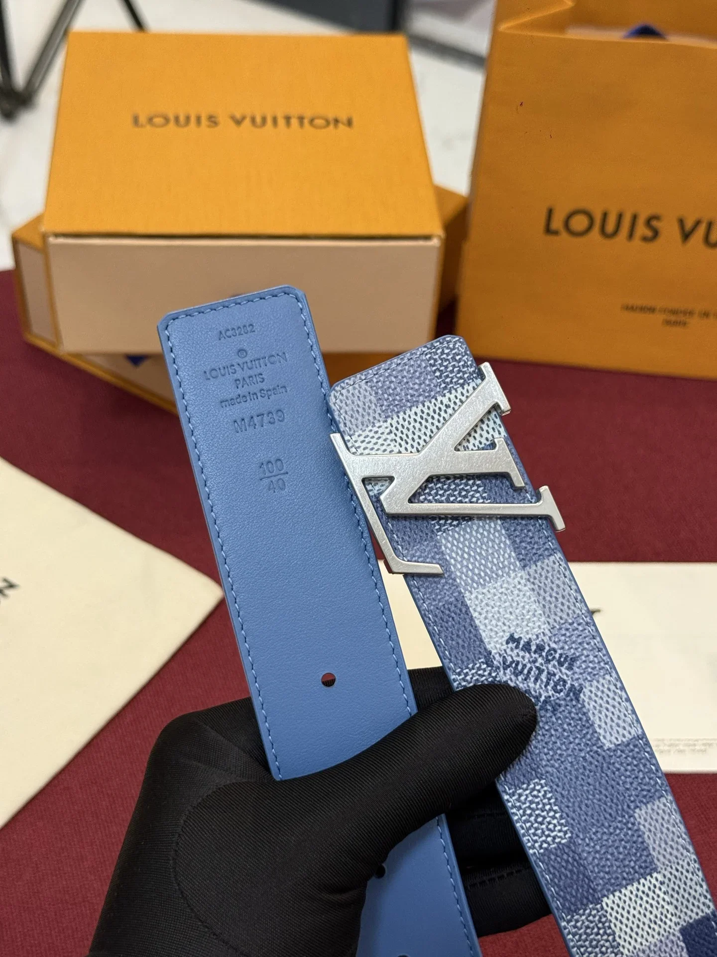 Alternative view of LV Belts Coated Canvas (Blue-White) 160202607050663