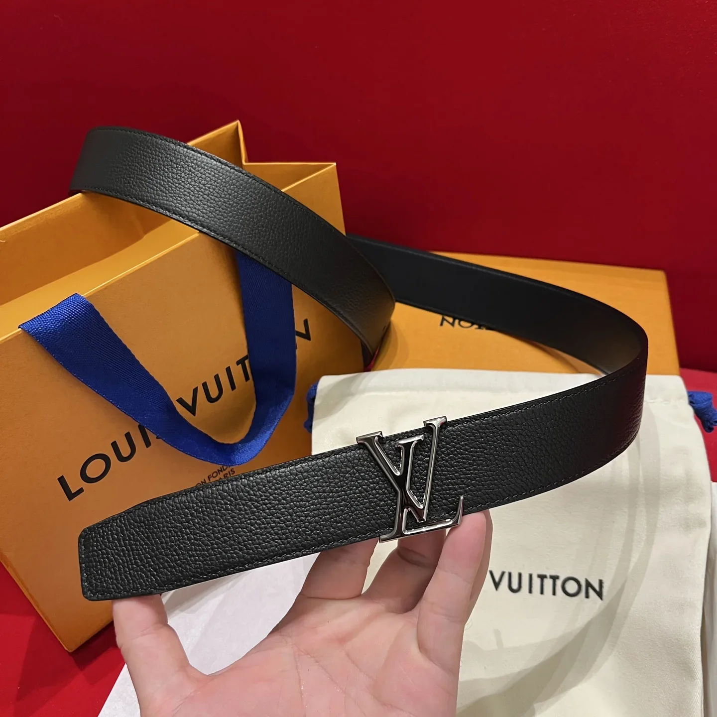 LV Belts Grained Calf Leather 35cm Width 240202607050596