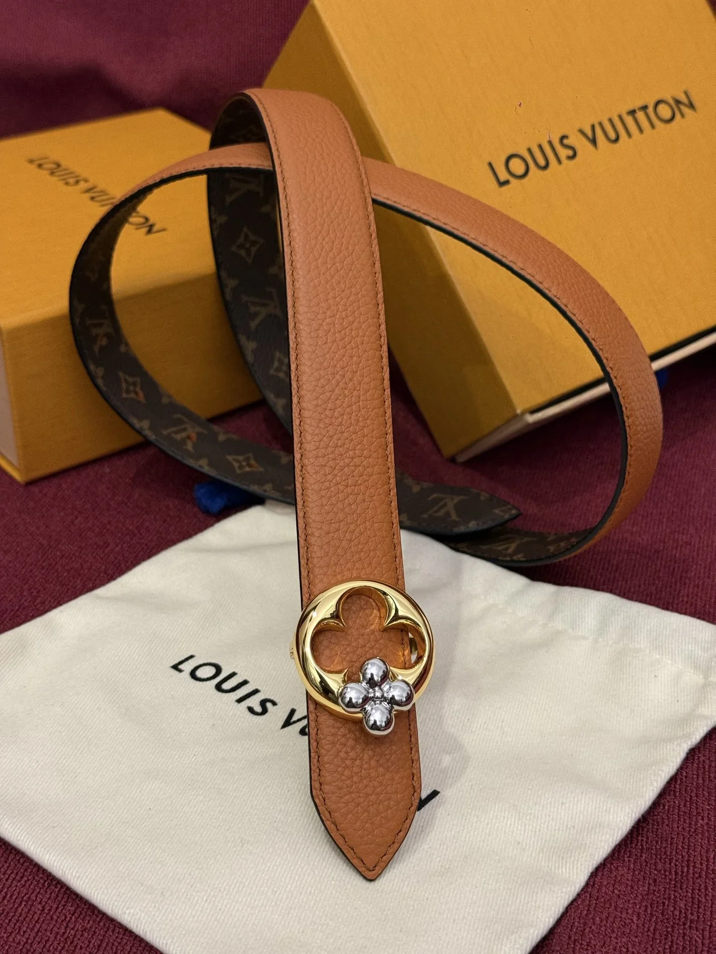 Alternative view of LV Belts Togo Leather (Brown-Orange) 160202607050655