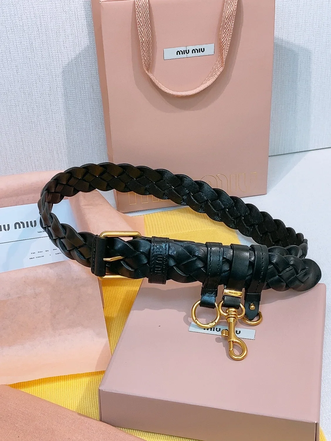 MIU MIU Belts Braided Leather (Black) 220202607050674