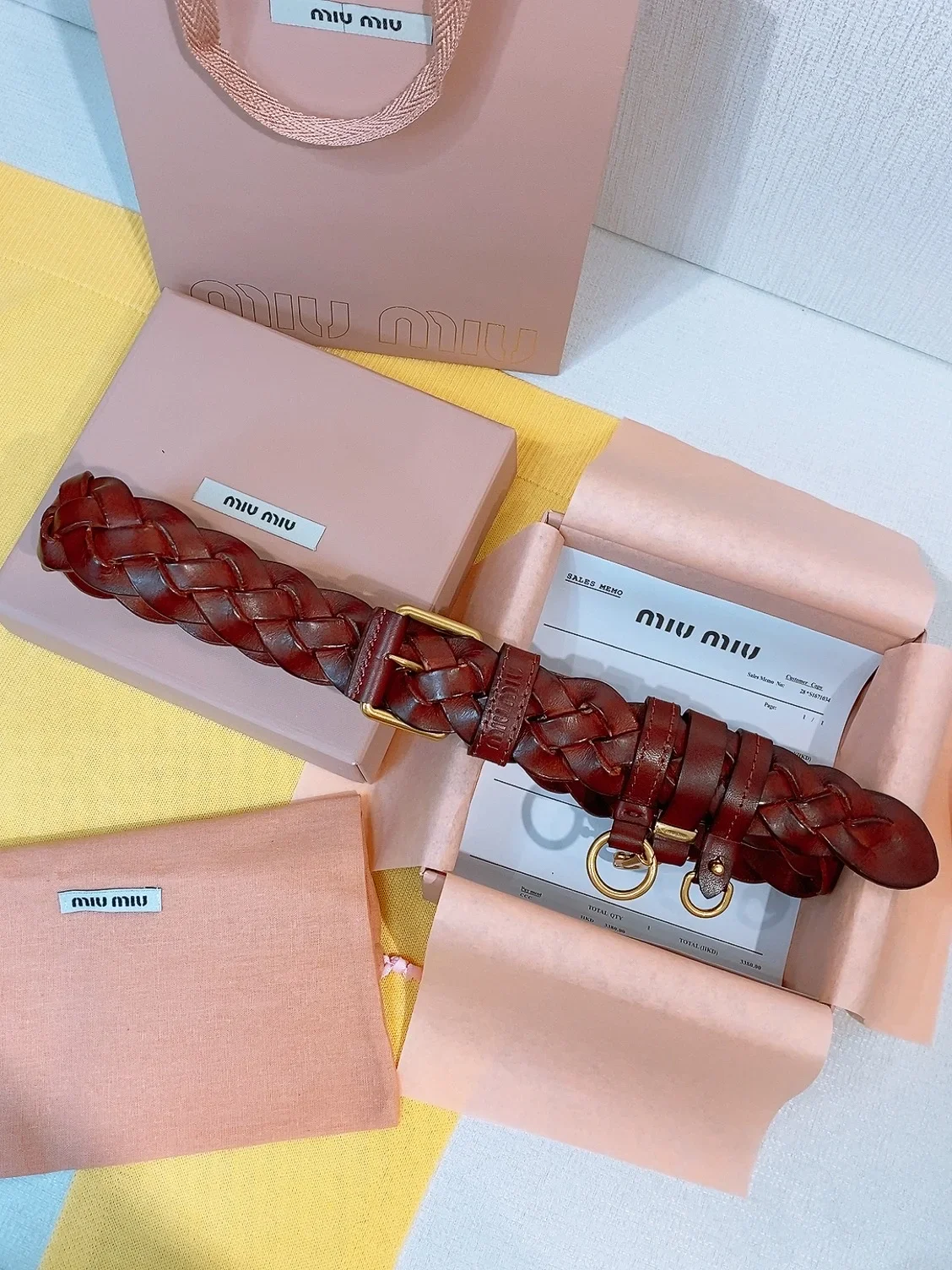MIU MIU Belts Braided Leather (Brown) 220202607050677