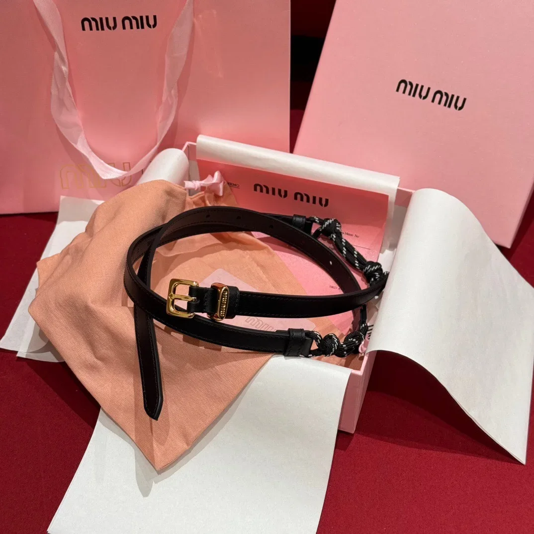 MIU MIU Belts Calfskin (Black) 1.5cm Width 190202607050670