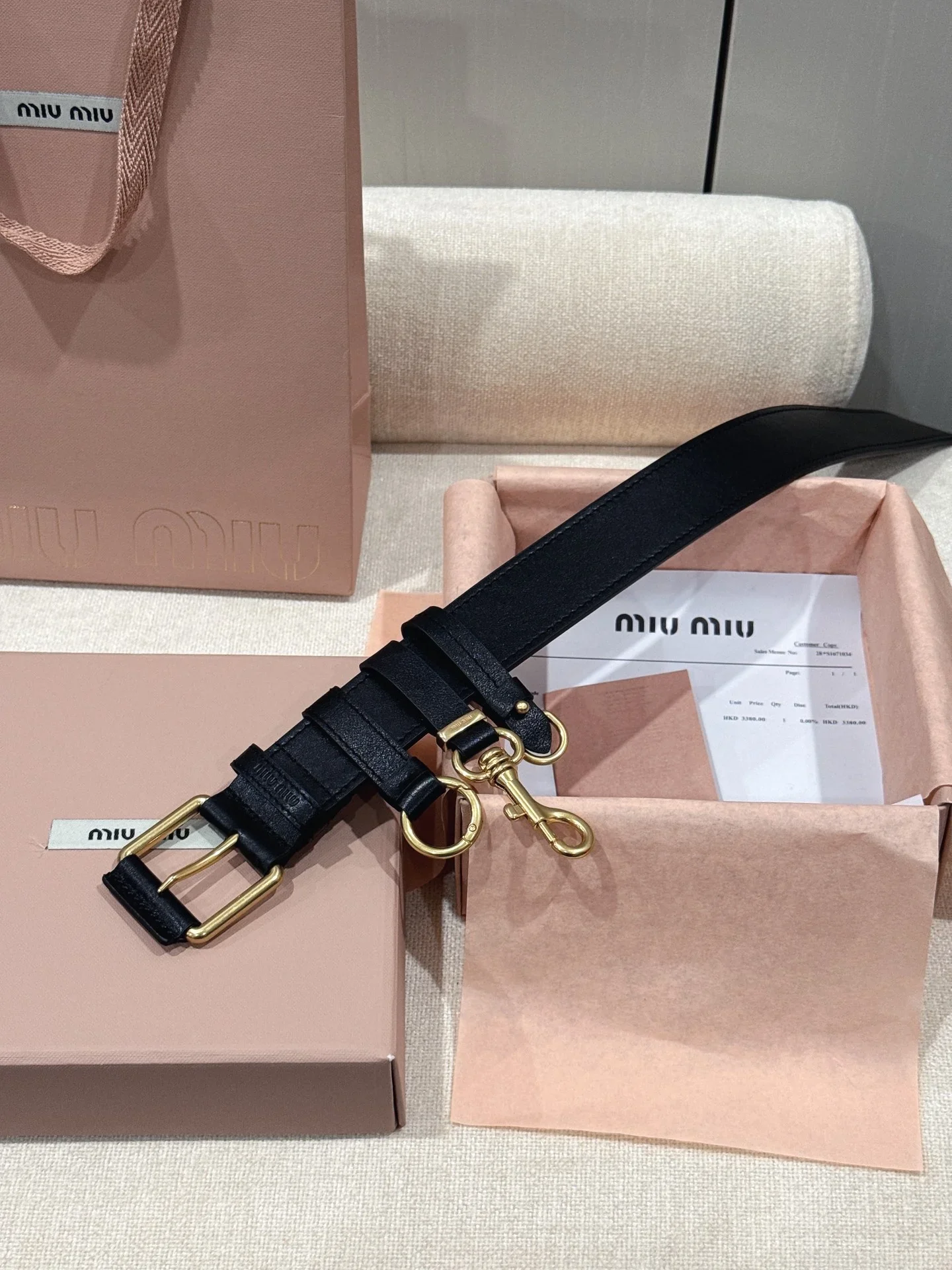 MIU MIU Belts Calfskin Leather (Black) 3.4cm Width 200202607050673