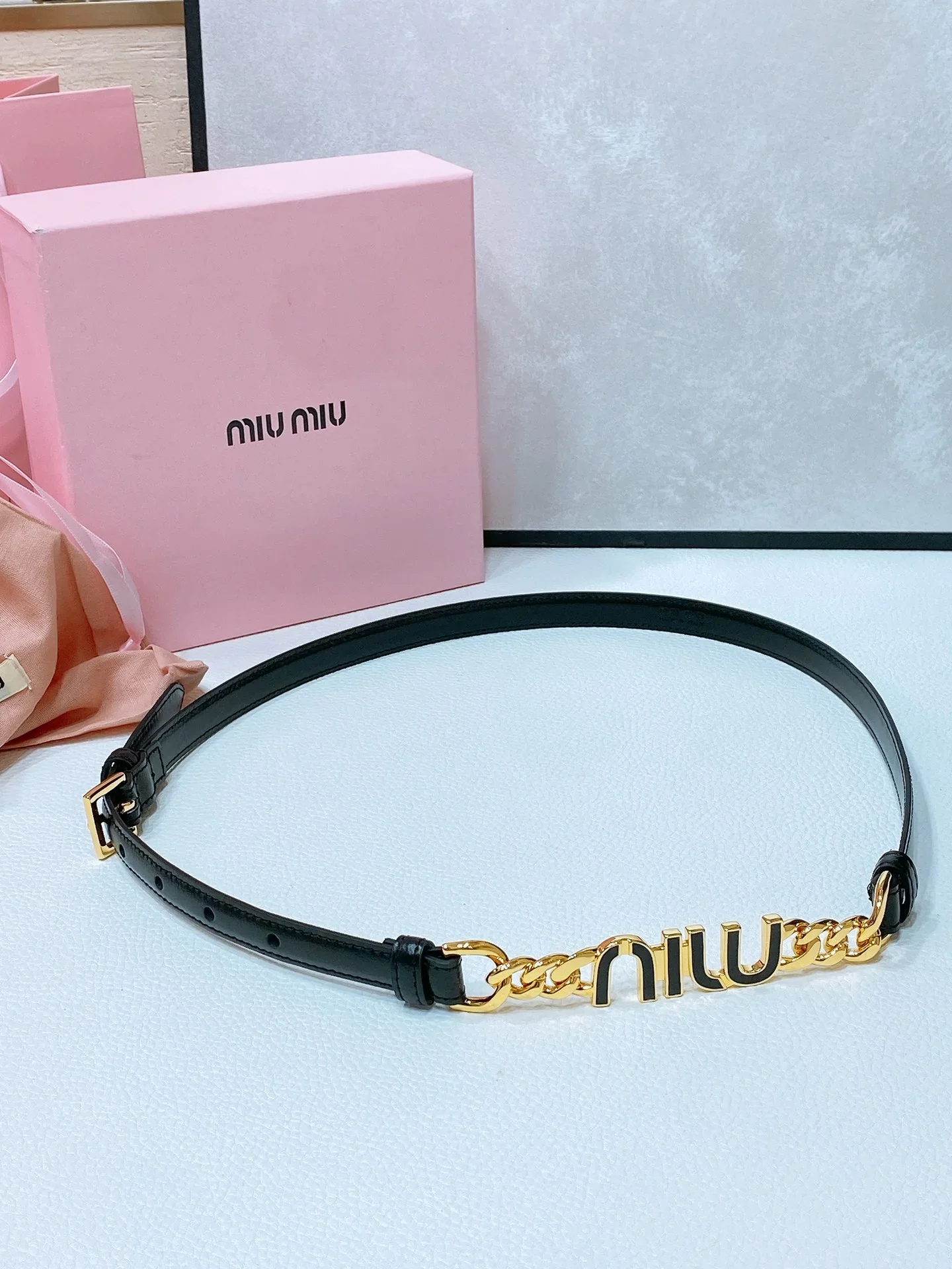 MIU MIU Belts Smooth Leather (Black) 1.5cm Width 200202607050671