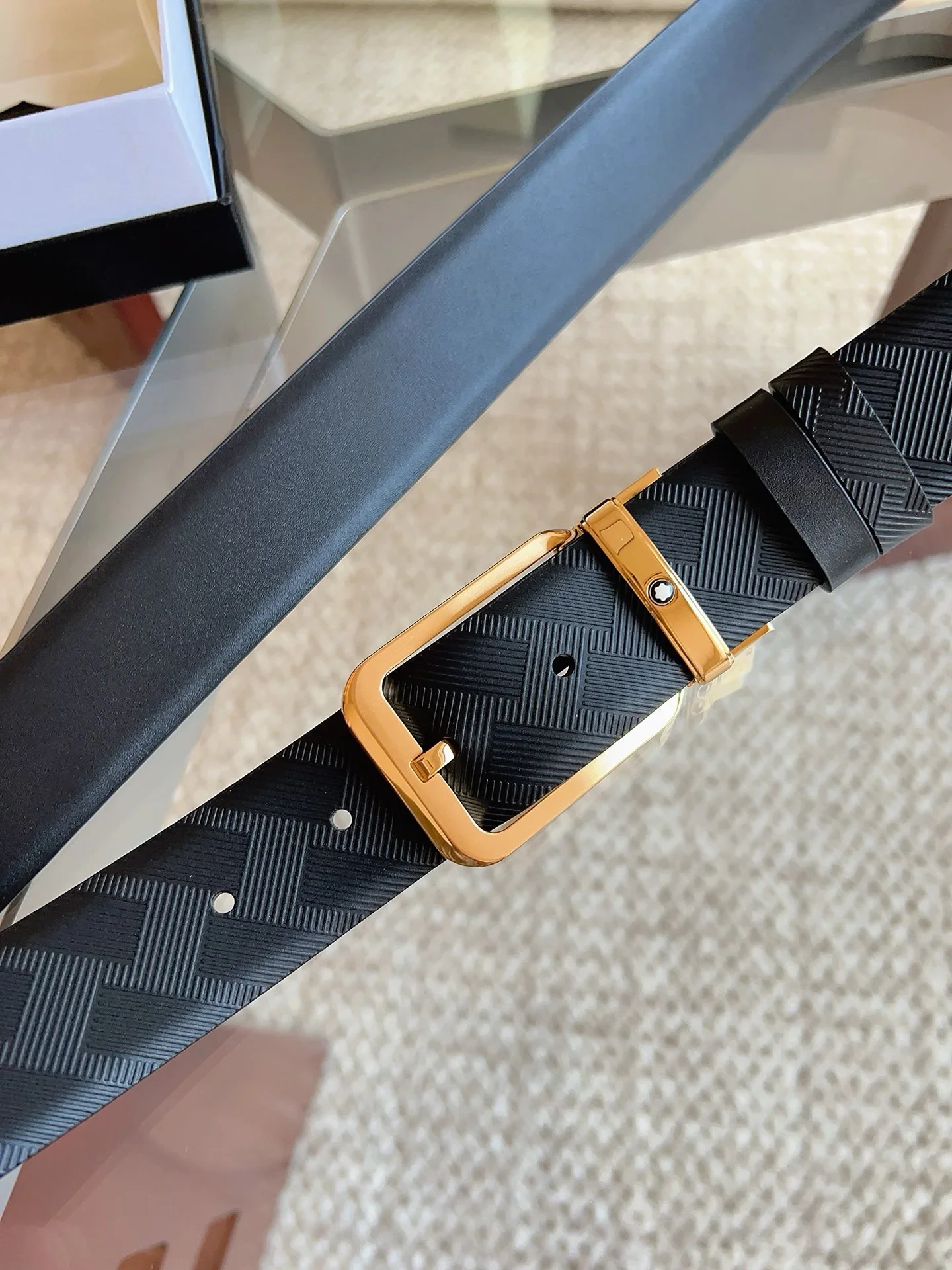 MONTBLANC Belts Calf Leather (Black) 3.5cm Width 160202607050703 - Image 4